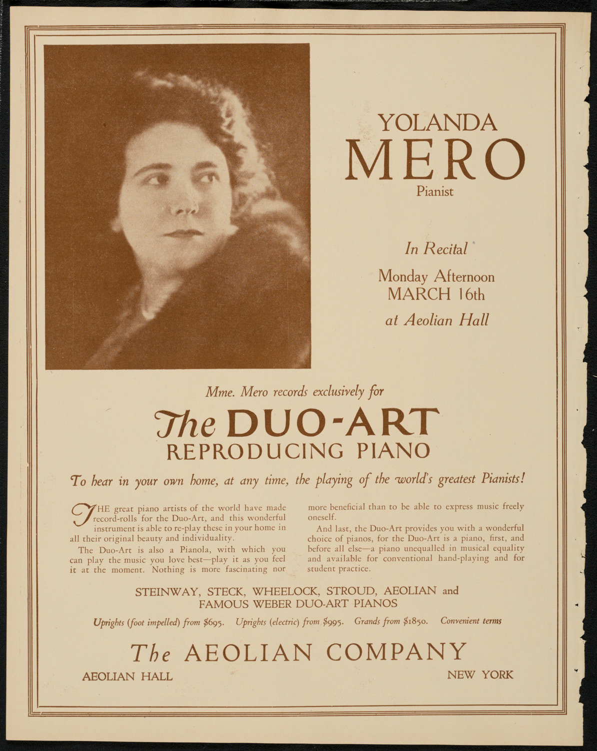 Jascha Heifetz, Violin, March 15, 1925, program page 2