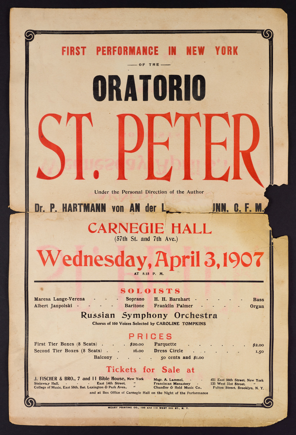 Paul Hartmann's "St. Peter," April 3, 1907