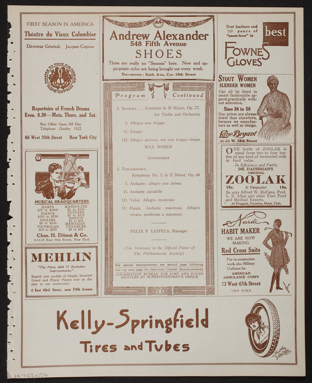 New York Philharmonic, February 8, 1918, program page 7