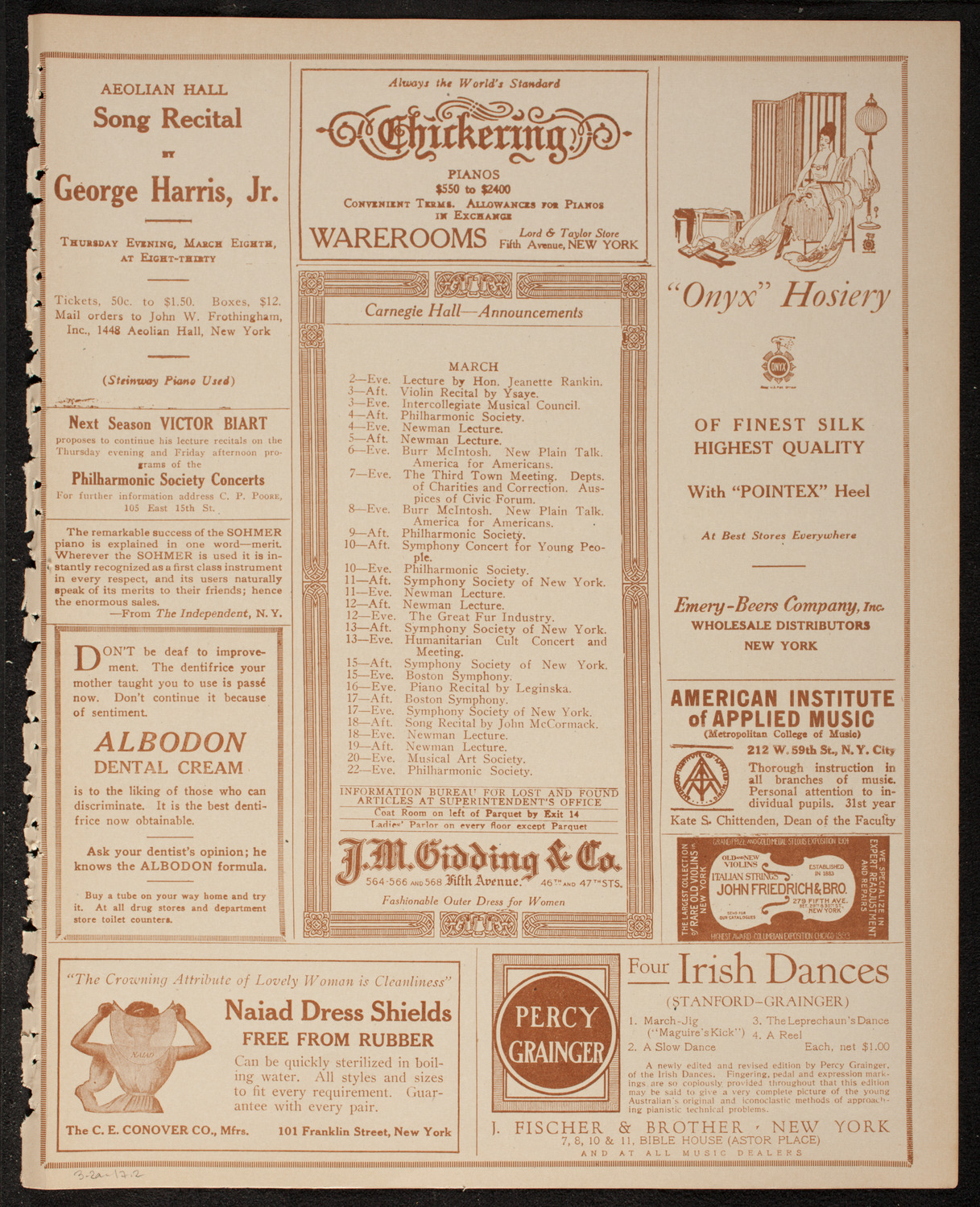 New York Philharmonic, March 2, 1917, program page 3