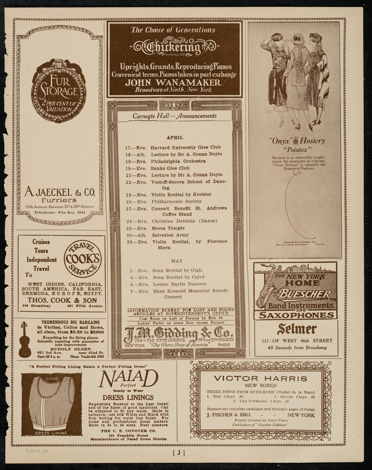 Maria Ivogun, Soprano, April 16, 1922, program page 3