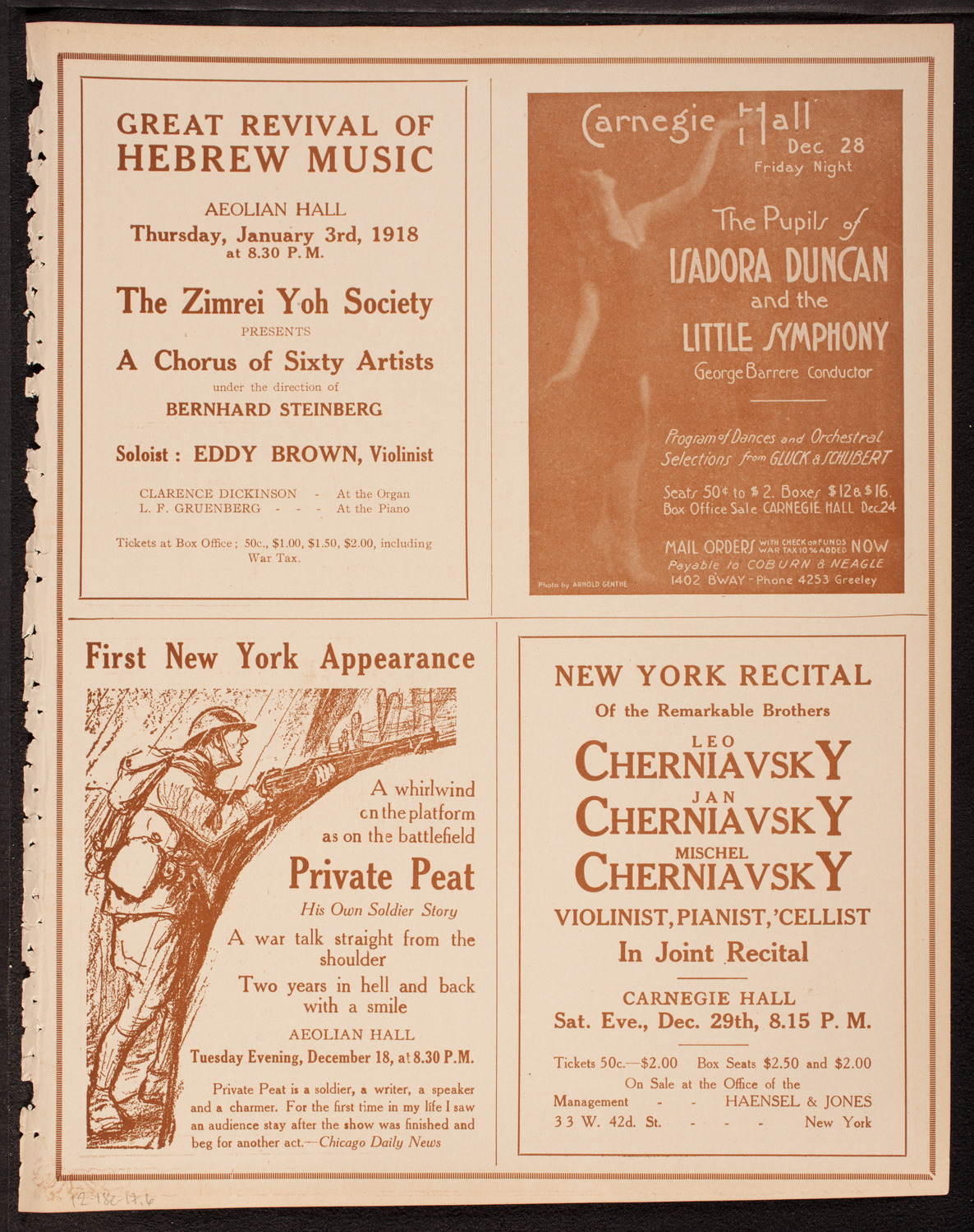 Musical Art Society of New York, December 18, 1917, program page 11