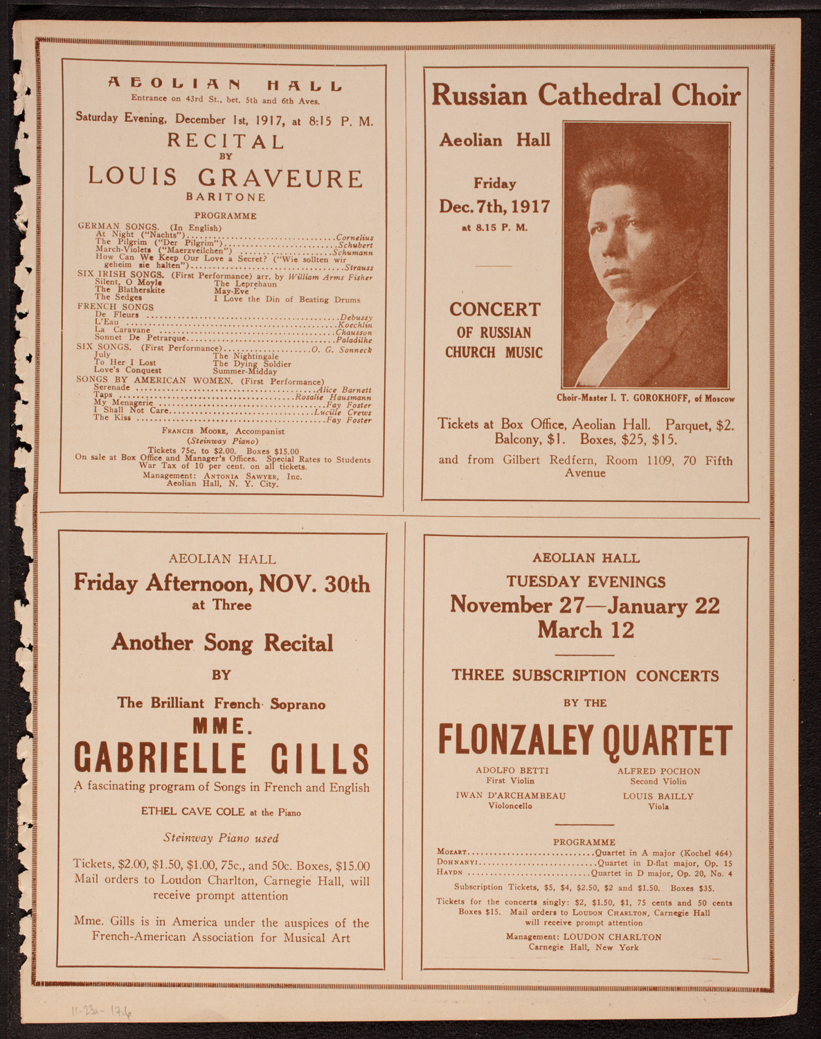 New York Philharmonic, November 23, 1917, program page 11