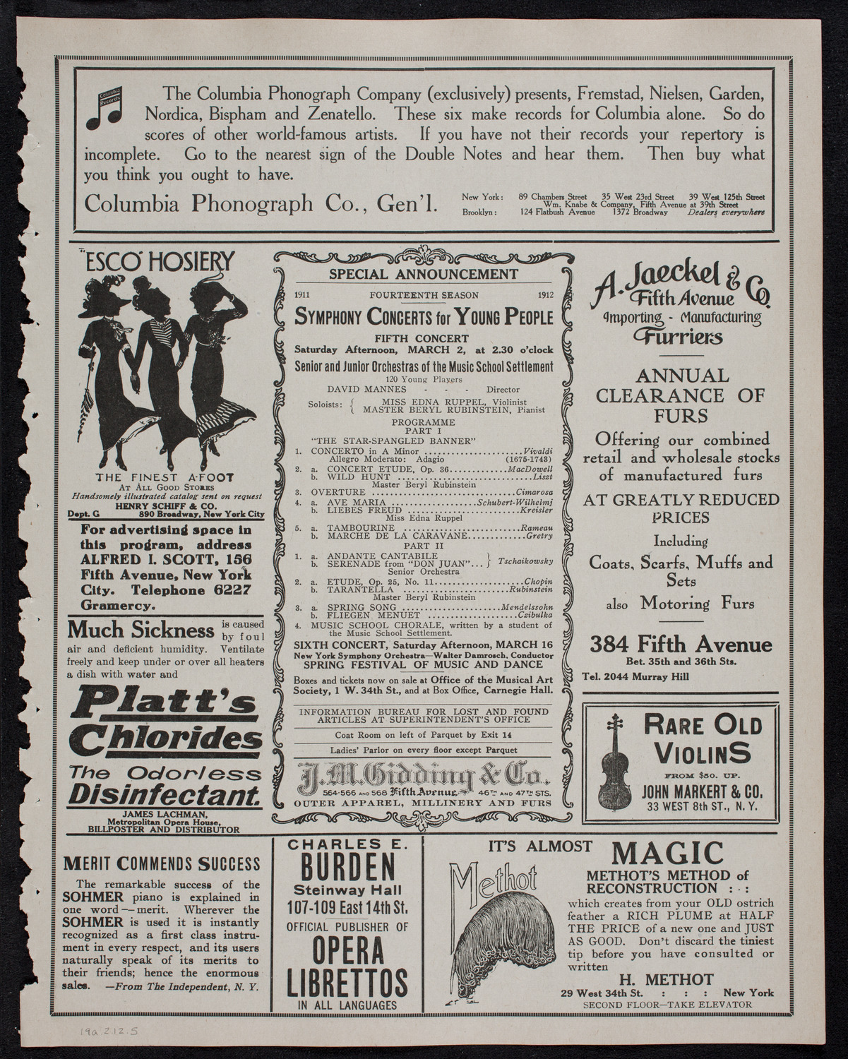 Burton Holmes Travelogue: Paris, February 19, 1912, program page 9