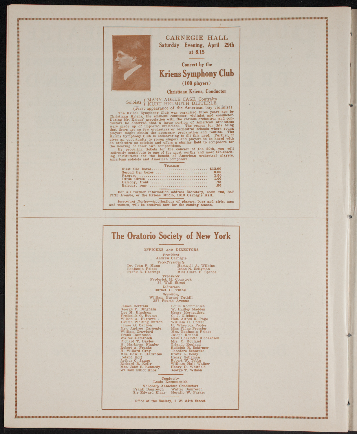 Leo Ornstein with Nina Dimitrieff and Russian Balalaika Orchestra, April 23, 1916, program page 10