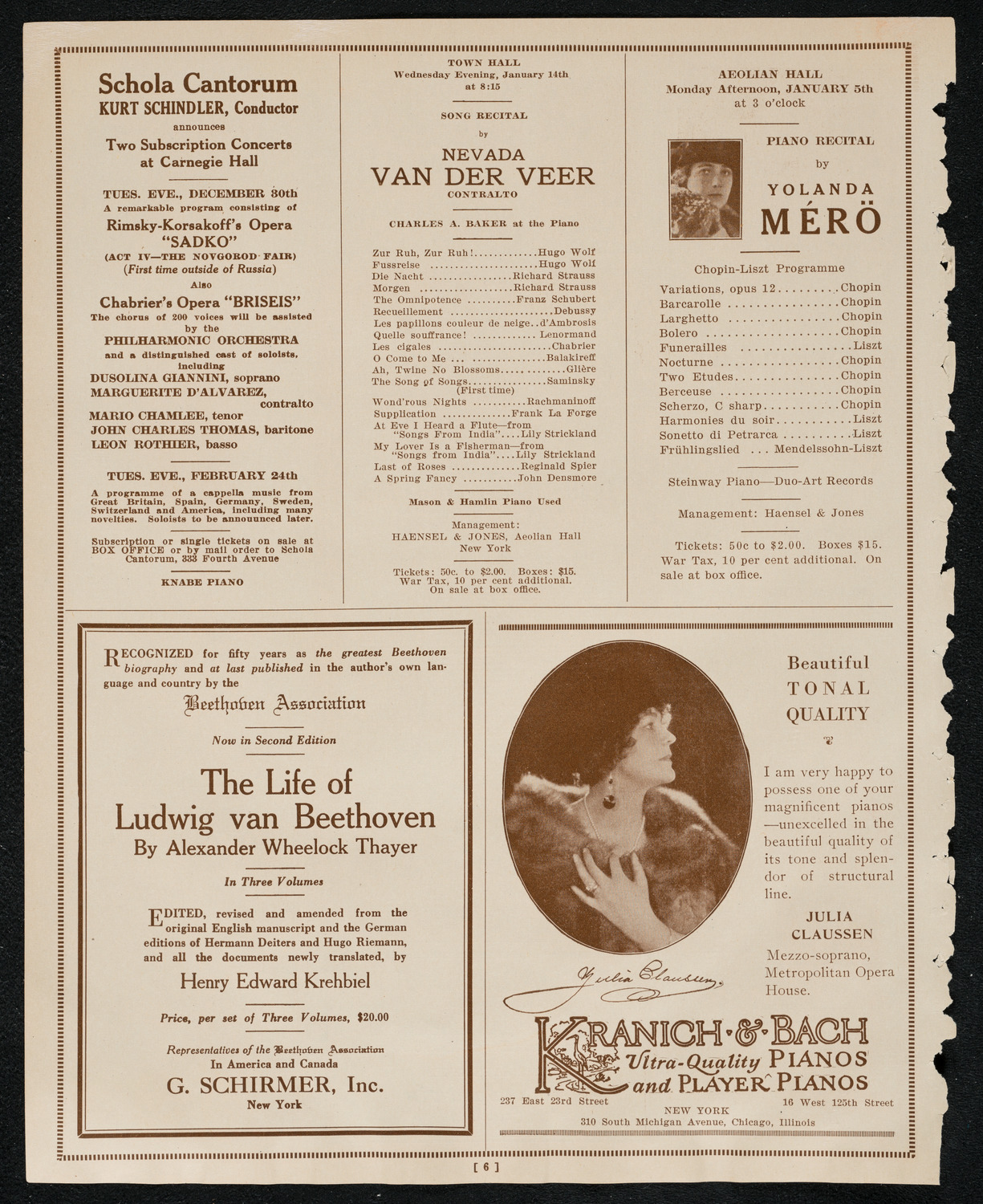 Oratorio Society of New York, December 25, 1924, program page 6