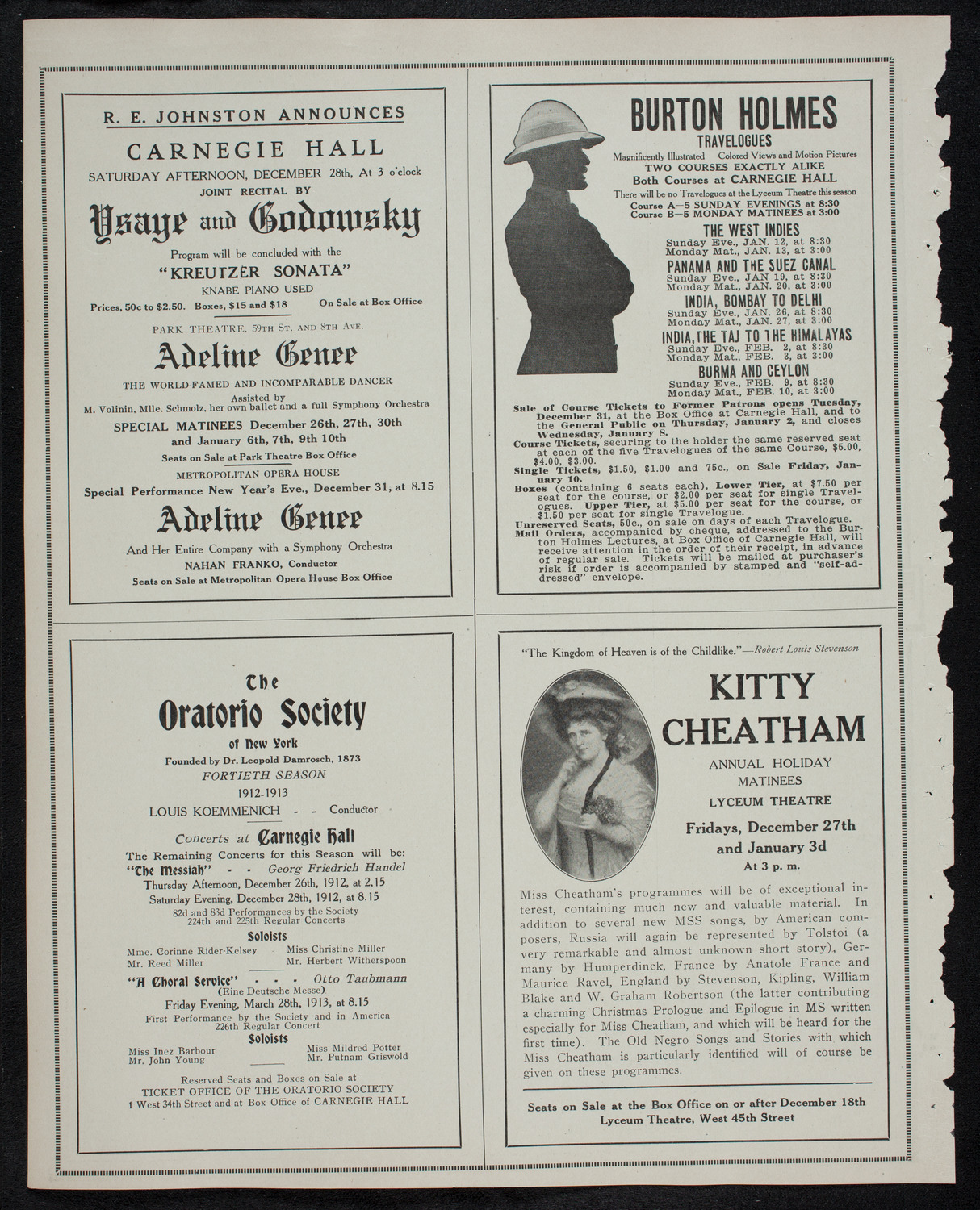 Leopold Godowsky, Piano, December 18, 1912, program page 10