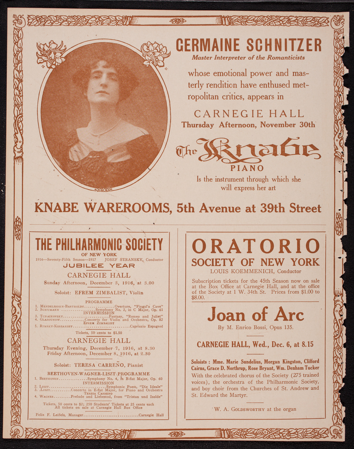 Home Symphony Concert: New York Philharmonic, November 29, 1916, program page 12