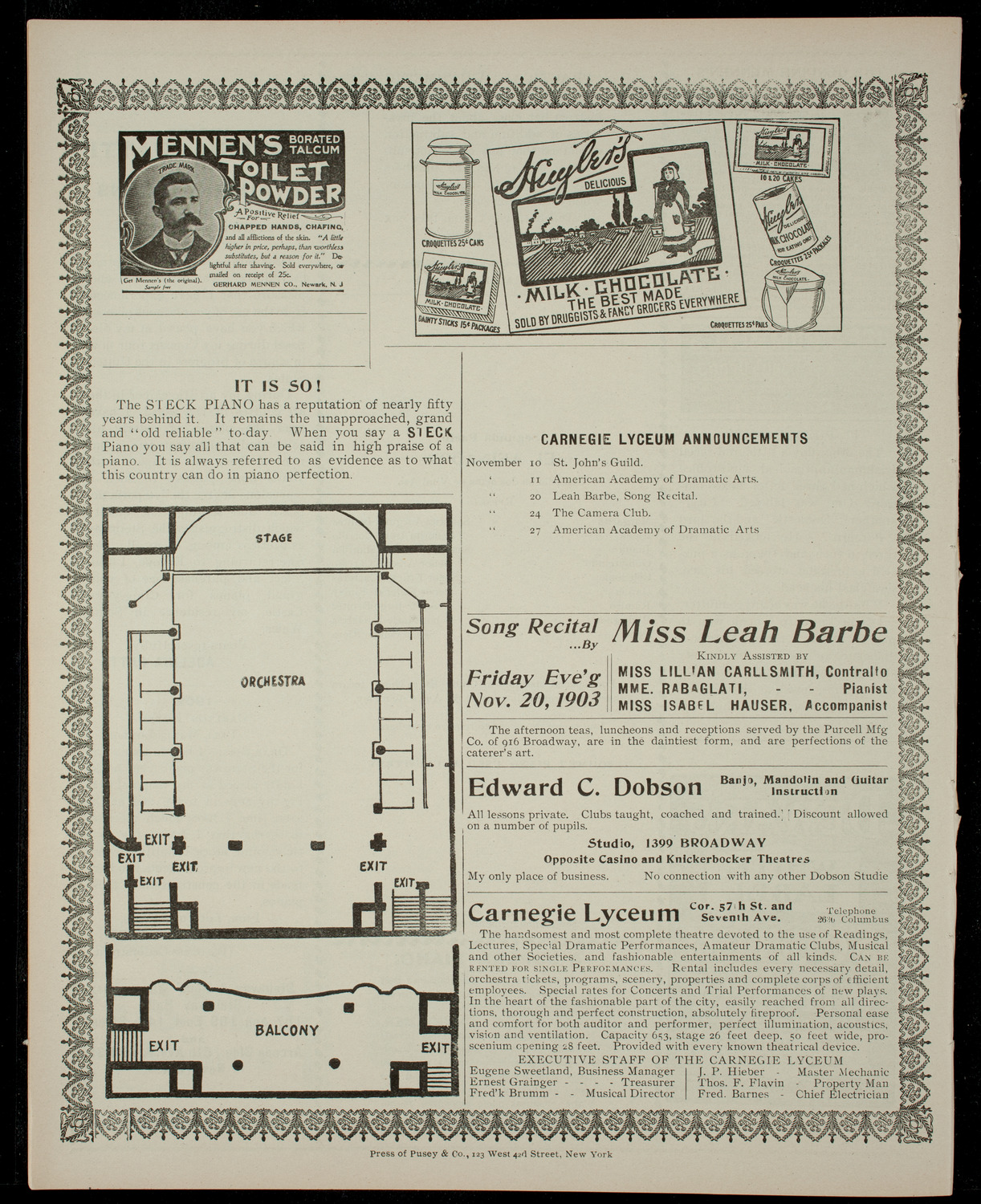 Club Social "Entre Nous", October 31, 1903, program page 4