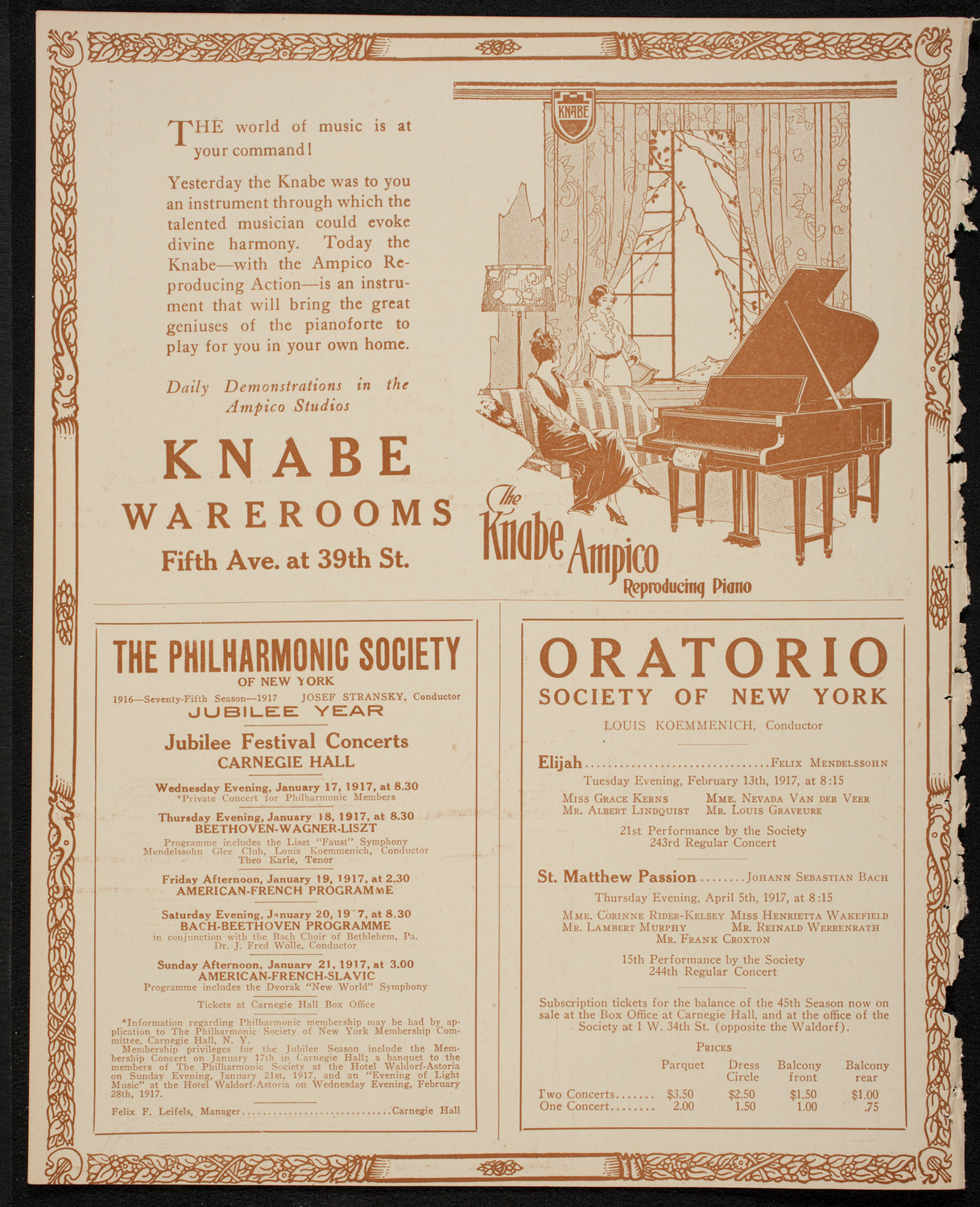 New York Philharmonic, January 12, 1917, program page 12