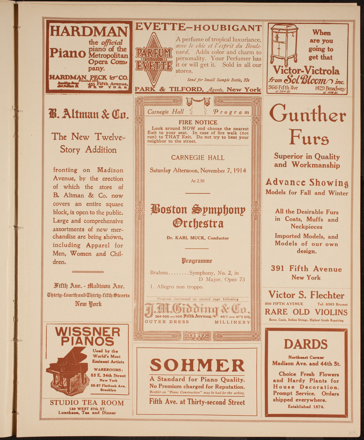 Boston Symphony Orchestra, November 7, 1914, program page 5
