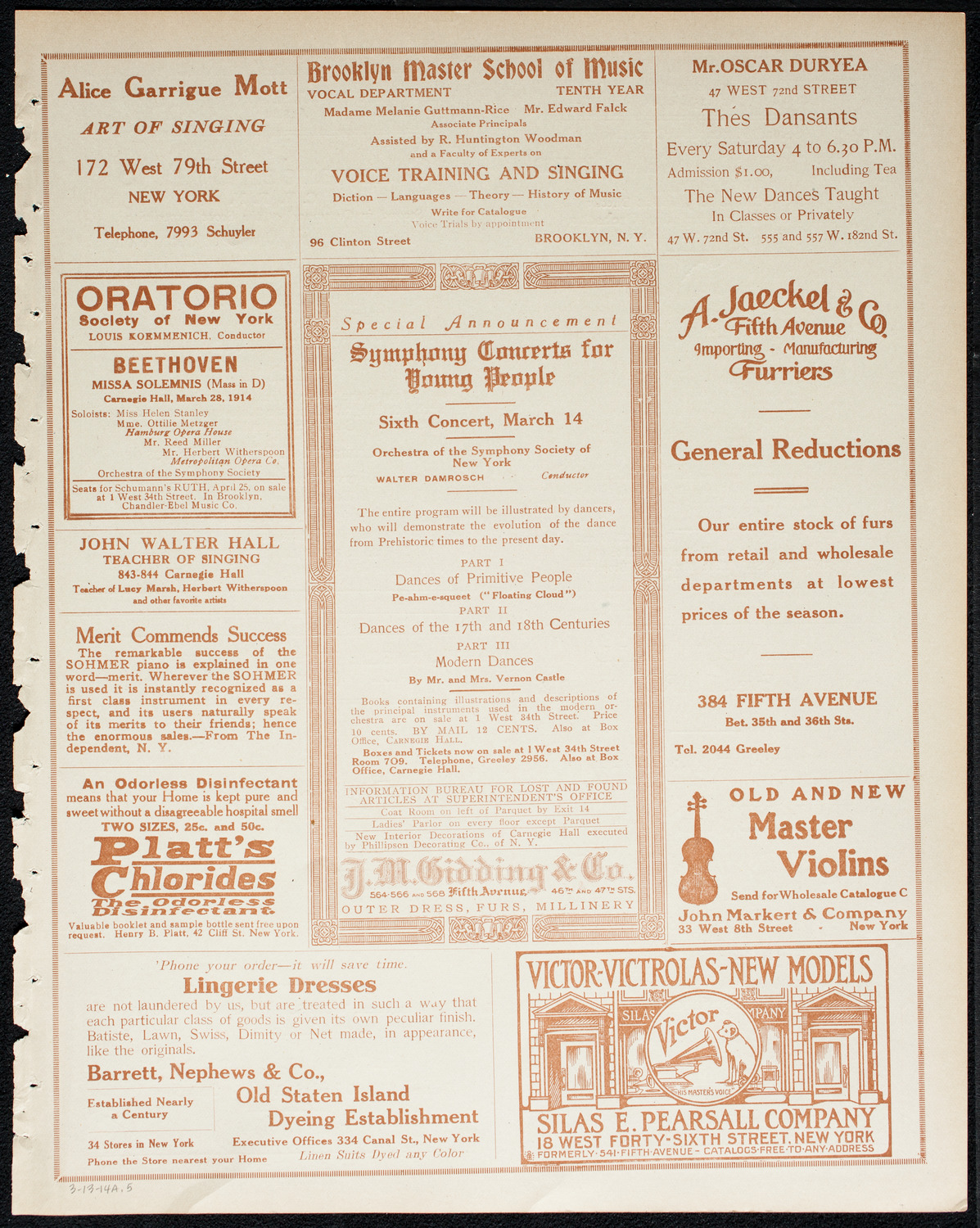 New York Philharmonic, March 13, 1914, program page 9
