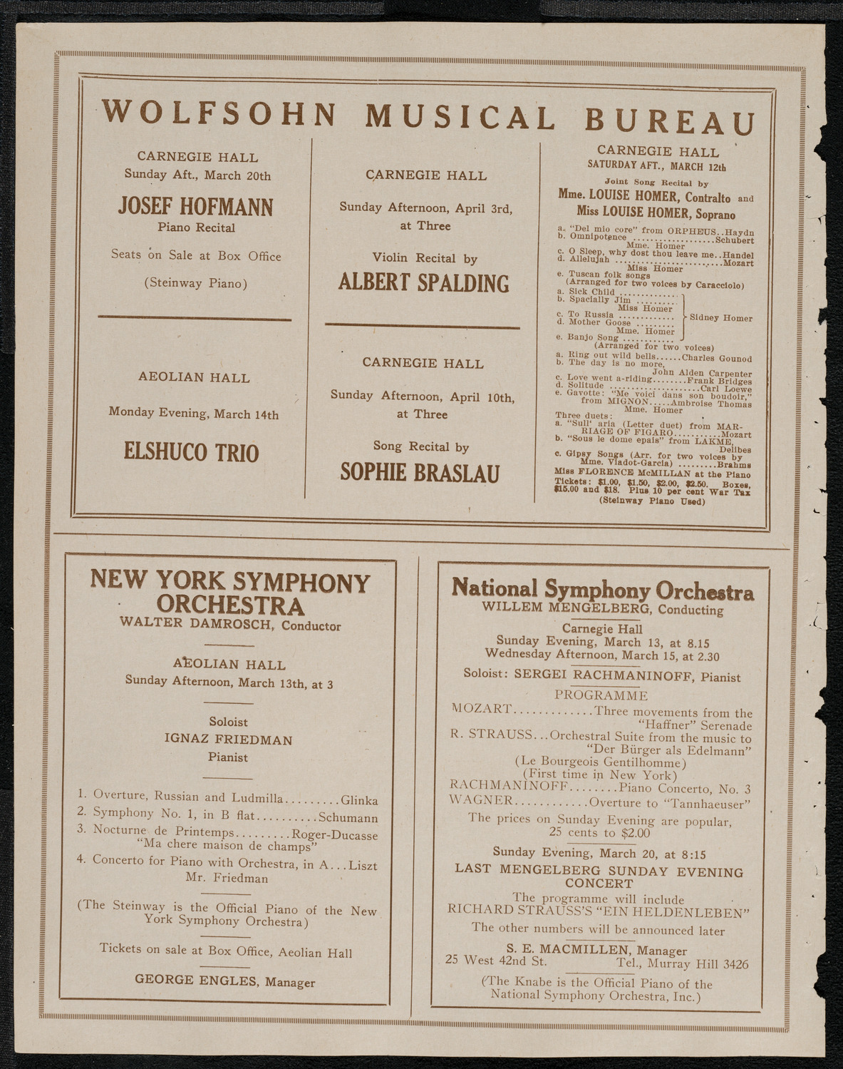 New York Symphony Orchestra, March 11, 1921, program page 8