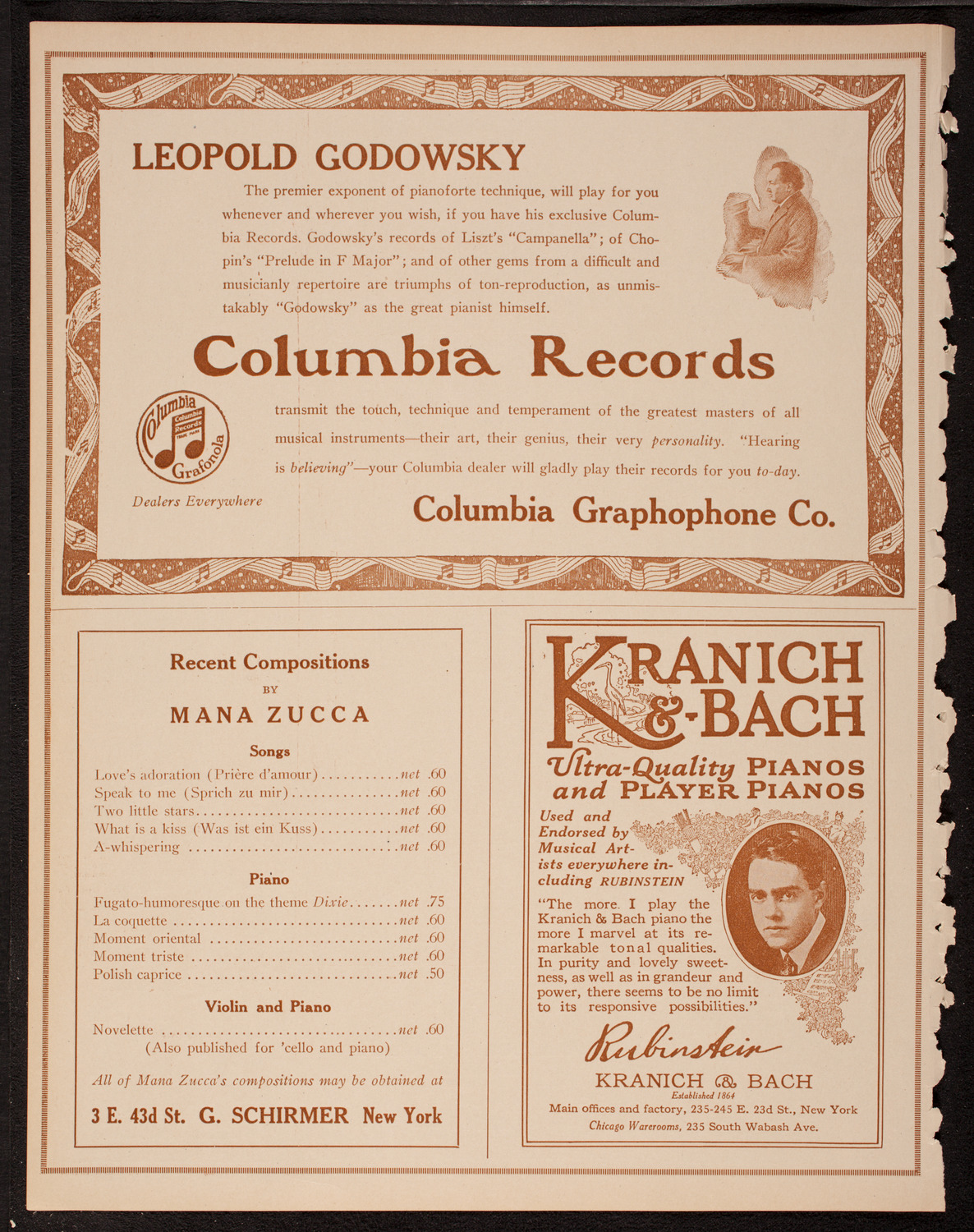 Leopold Godowsky, Piano, October 20, 1917, program page 6