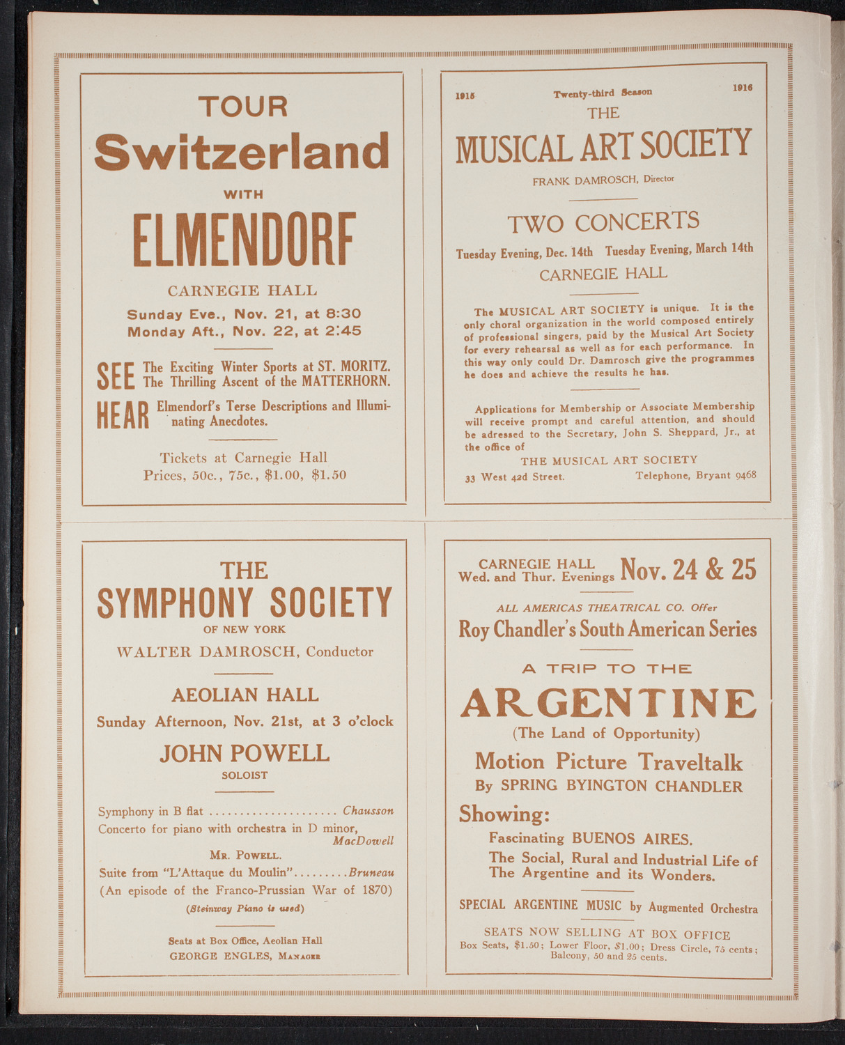 New York Philharmonic, November 18, 1915, program page 8