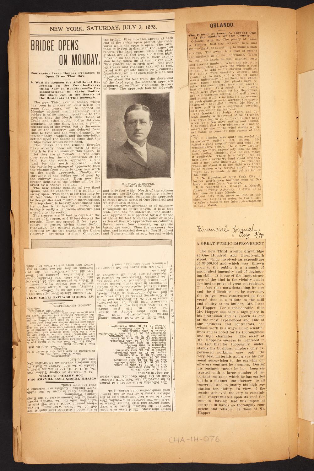 Isaac Hopper Scrapbook, page 76: 1898