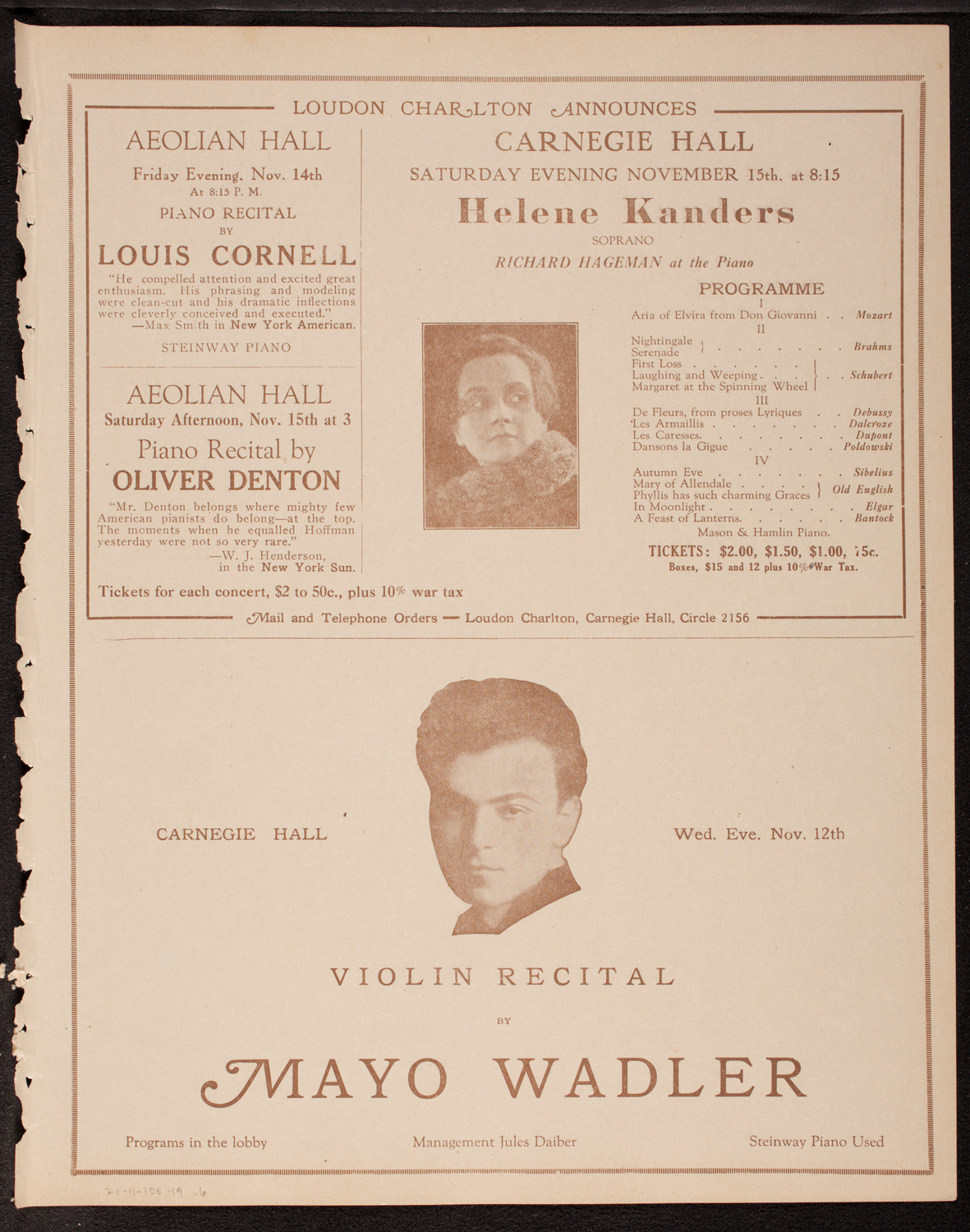 Kathryn Lee, Soprano, November 10, 1919, program page 11