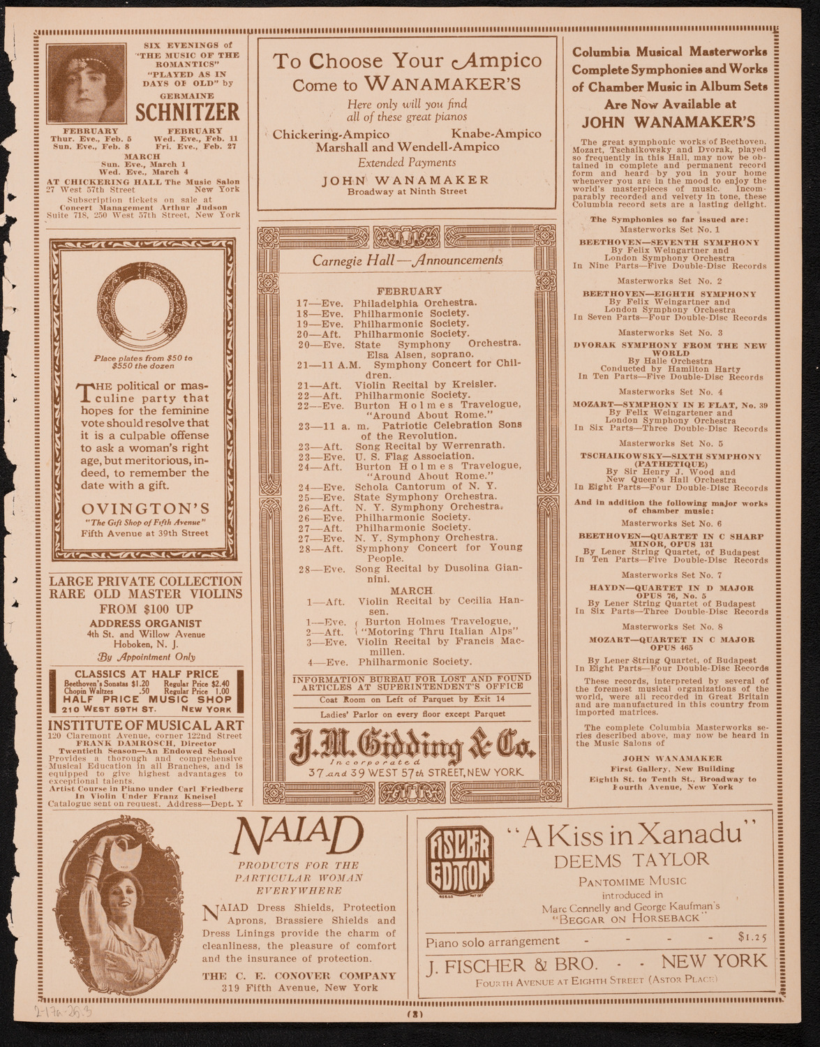 State Symphony Orchestra of New York, February 17, 1925, program page 4