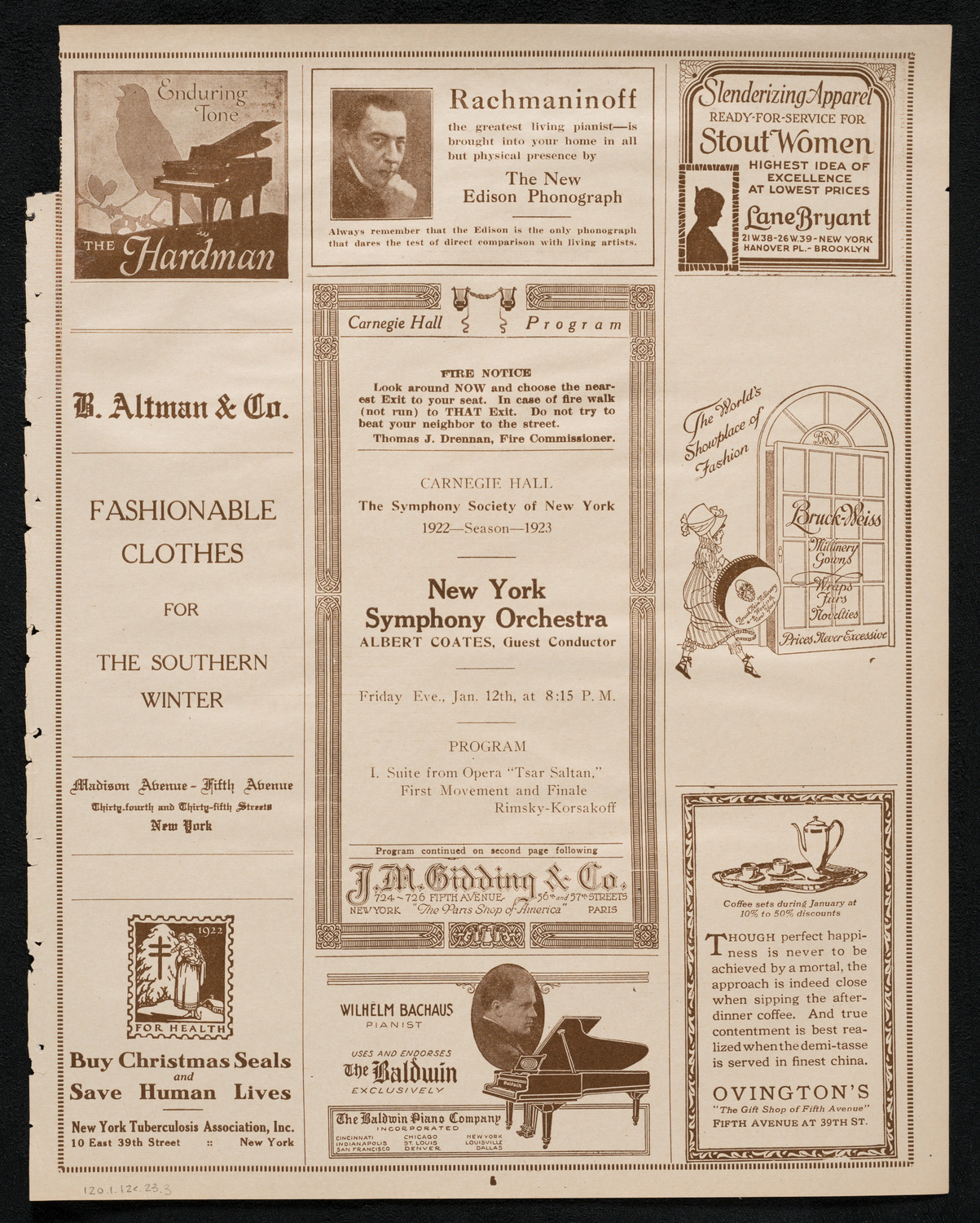 New York Symphony Orchestra, January 12, 1923, program page 5