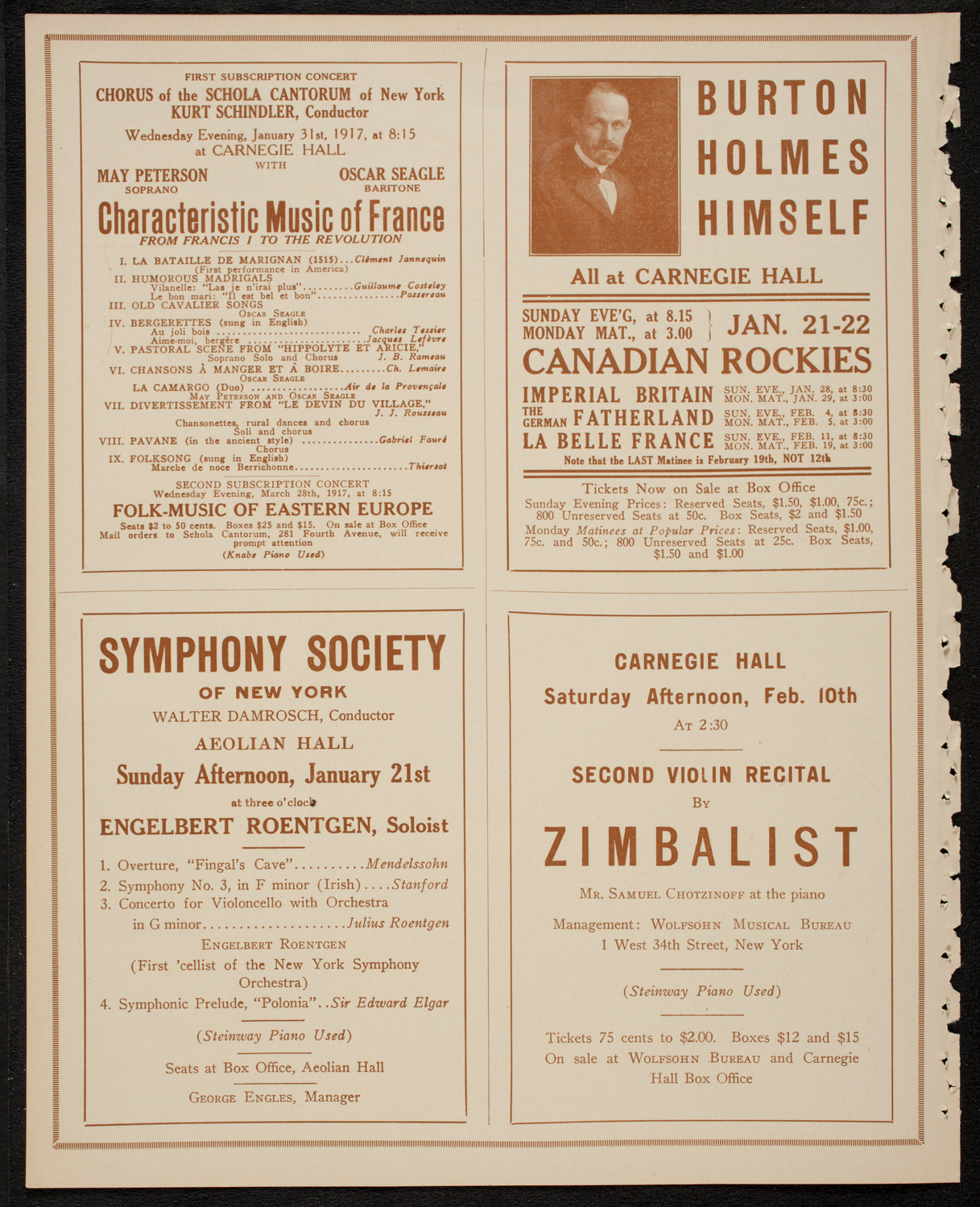 New York Philharmonic, January 20, 1917, program page 8