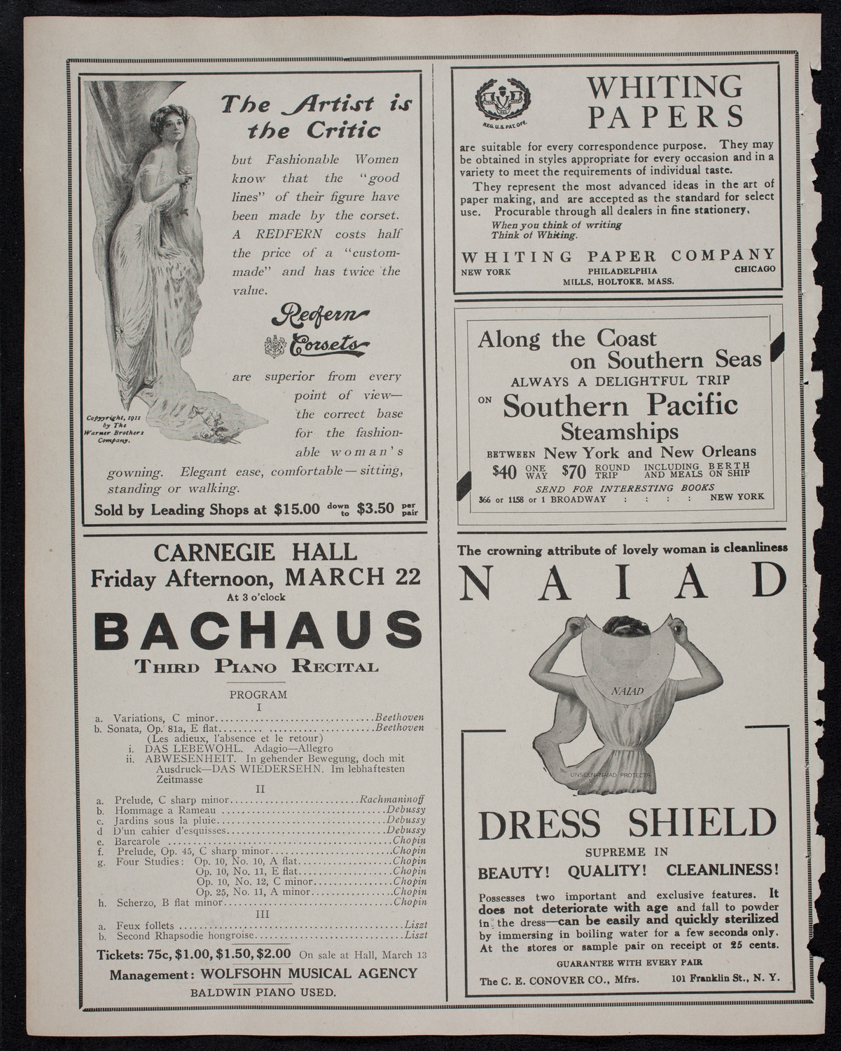 New York Philharmonic, March 8, 1912, program page 2