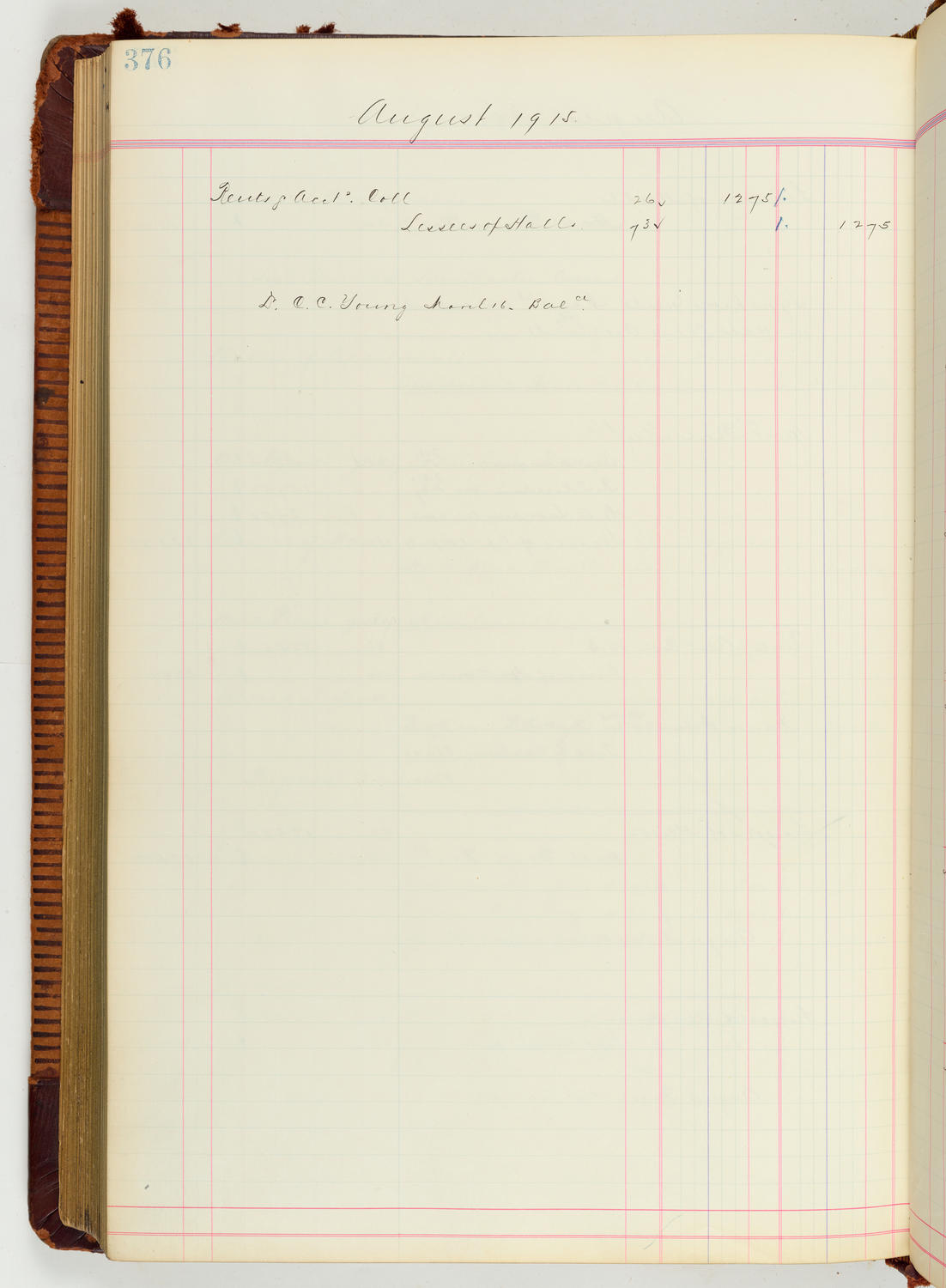 Music Hall Accounting Ledger Journal, volume 7, page 376