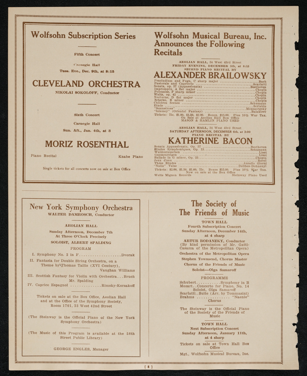 New York Symphony Orchestra, December 4, 1924, program page 8