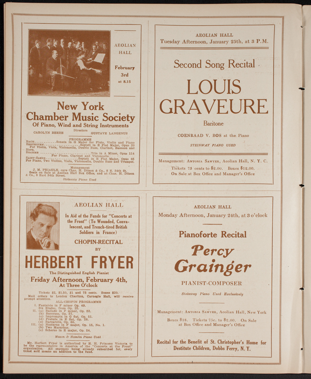 New York Philharmonic, January 21, 1916, program page 10