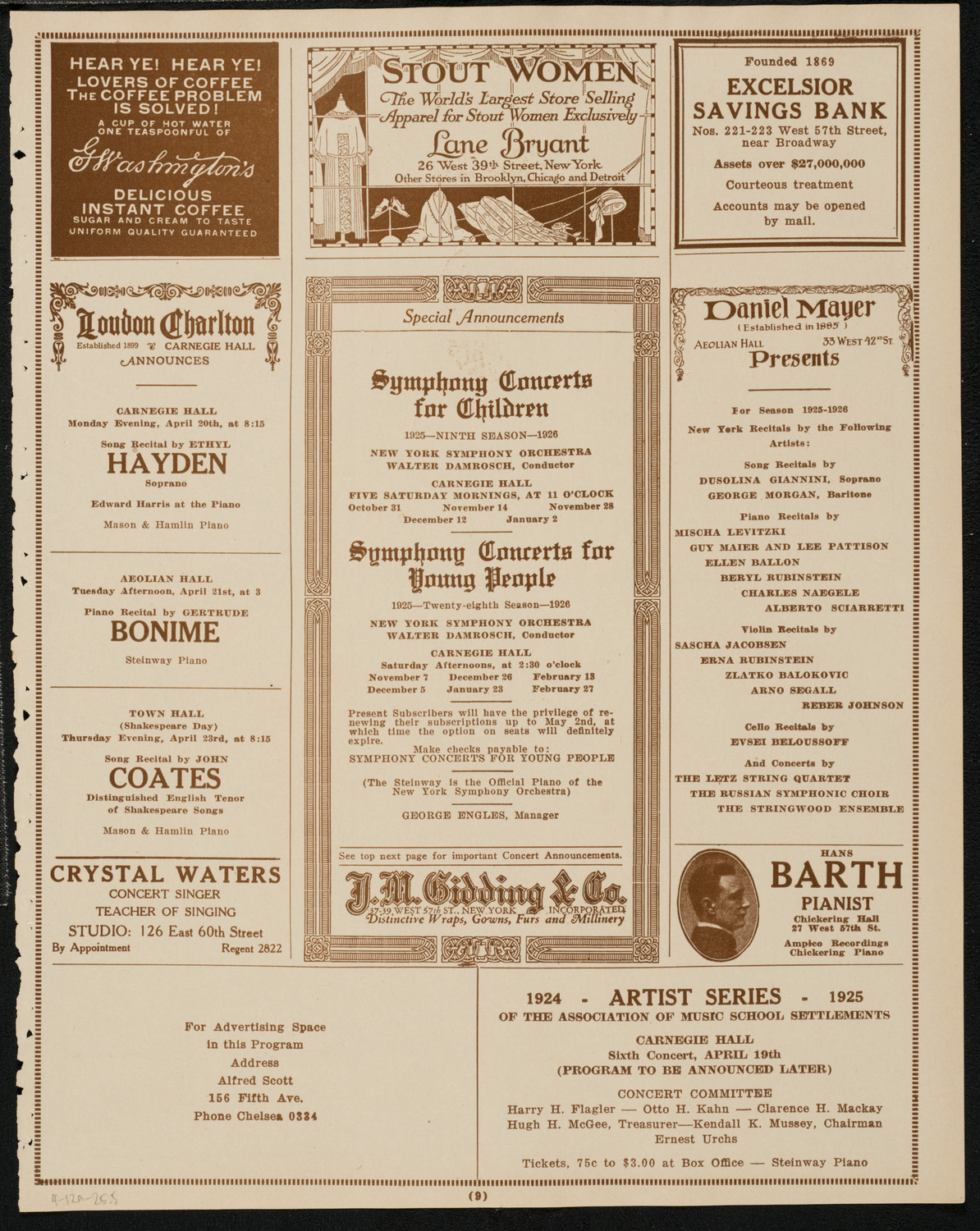 Jewish Teachers' Seminary Annual Concert, April 12, 1925, program page 9