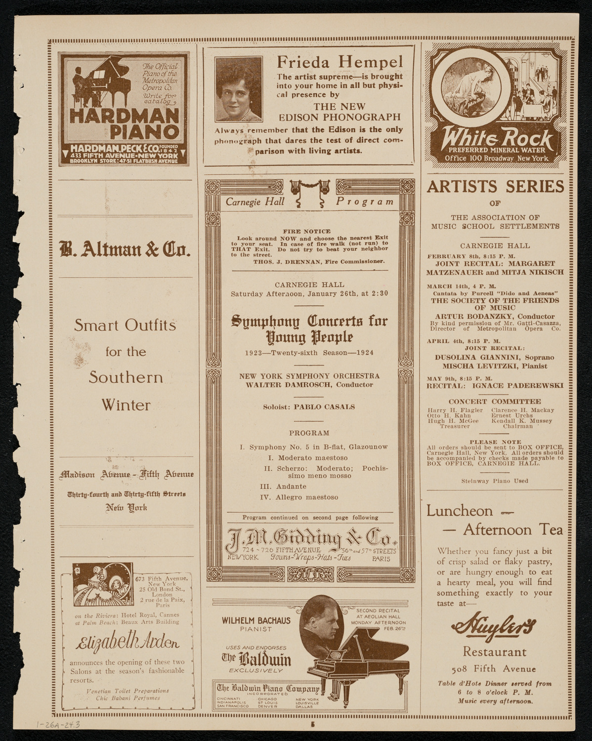 Symphony Concert for Young People, January 26, 1924, program page 5