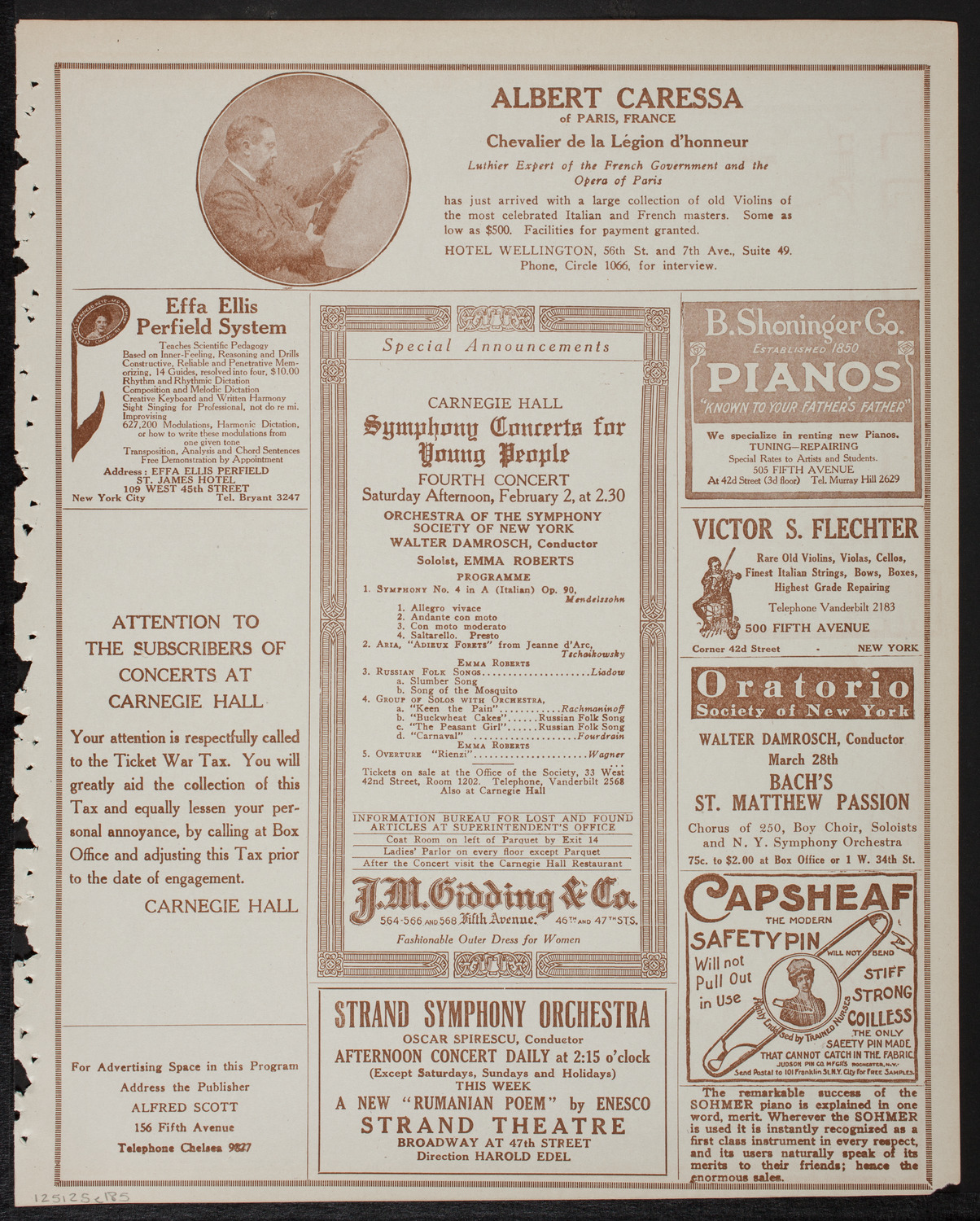 Lecture by Isaac F. Marcosson, January 25, 1918, program page 9