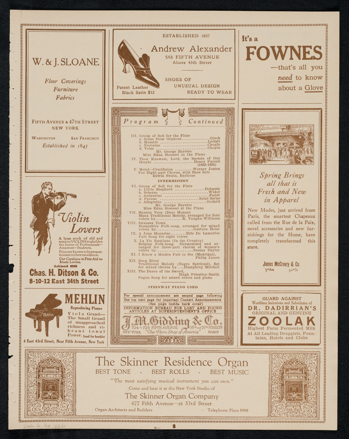 Oratorio Society of New York, April 4, 1923, program page 7