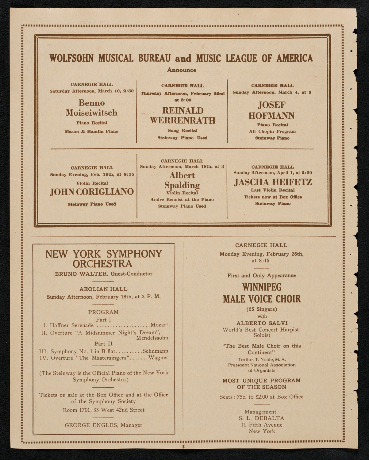 New York Philharmonic, February 17, 1923, program page 8