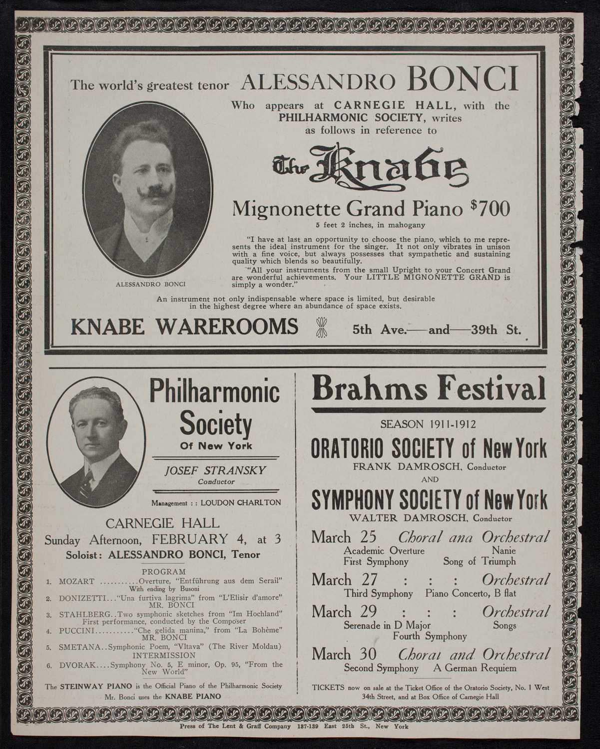 Leo Slezak, Tenor, February 3, 1912, program page 12