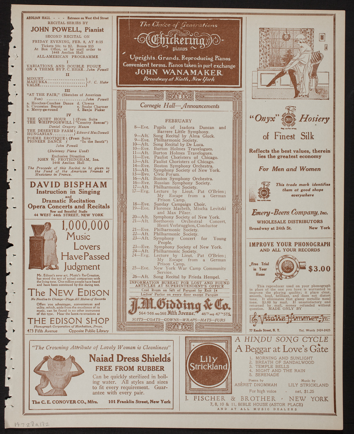 New York Philharmonic, February 8, 1918, program page 3