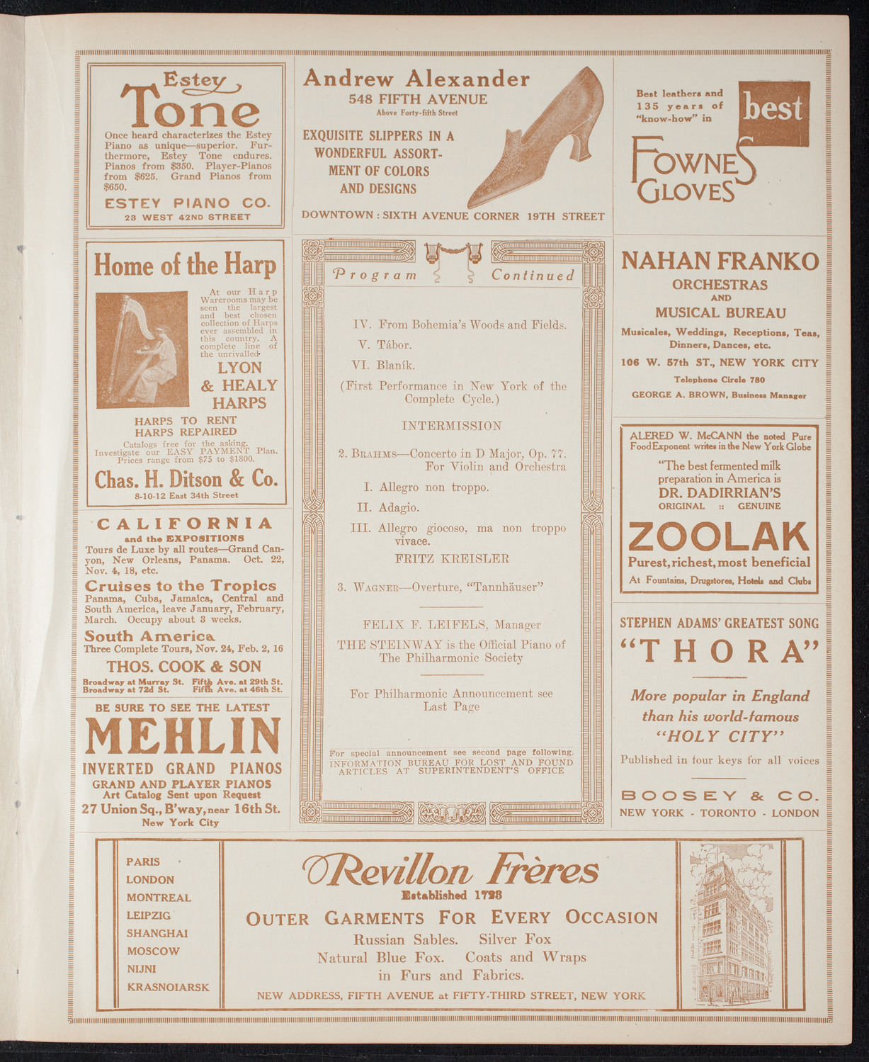 New York Philharmonic, December 16, 1915, program page 7