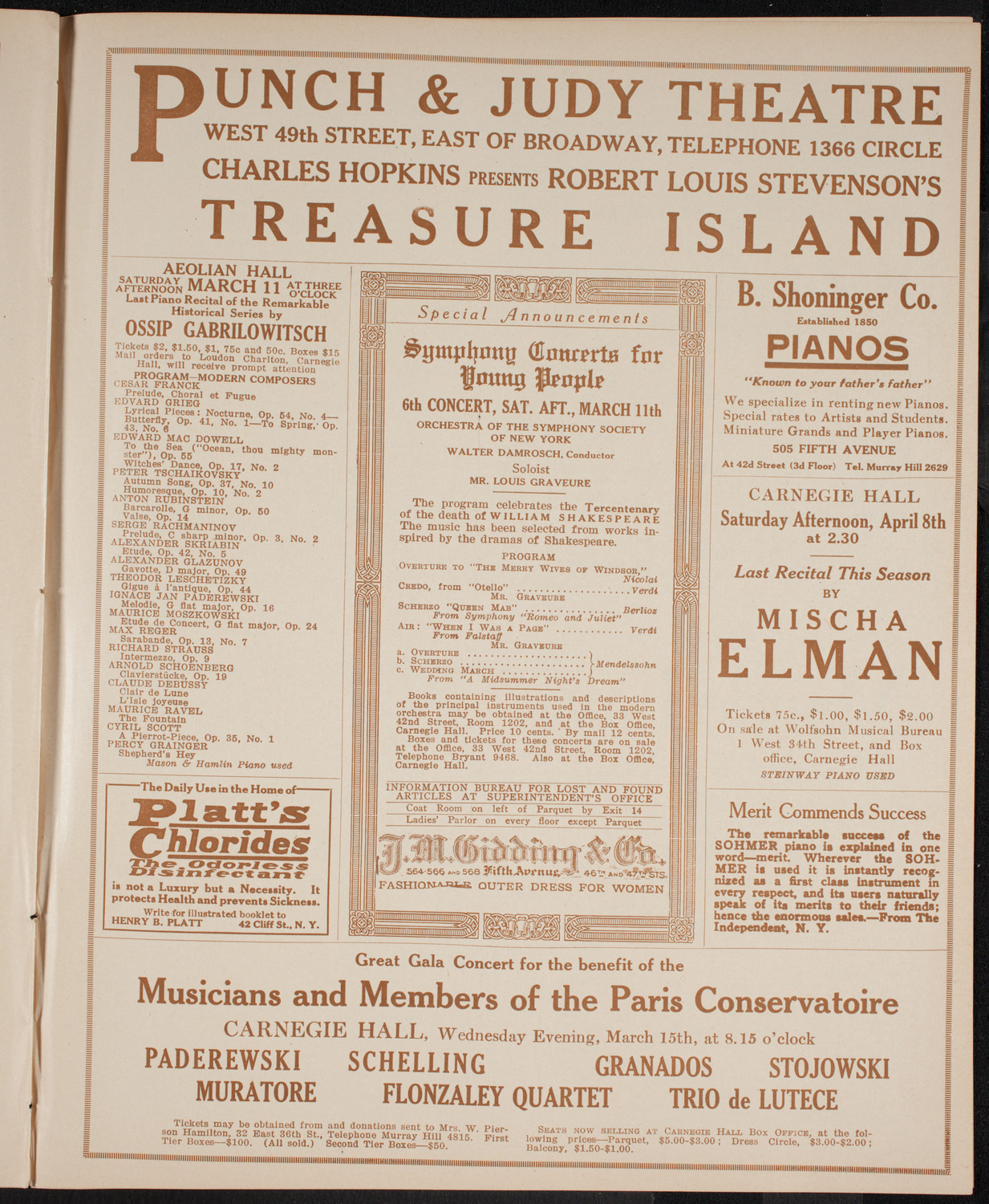 New York Symphony Orchestra, March 9, 1916, program page 9