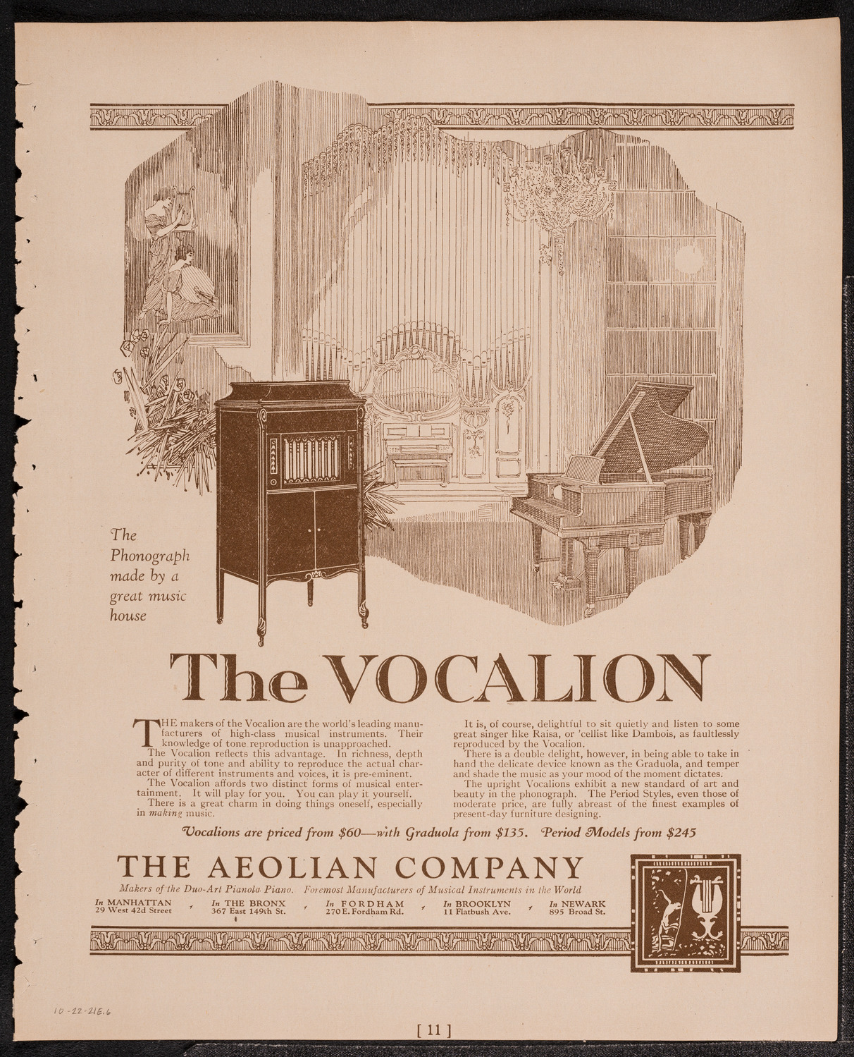 Gala Concert Presented by Maurice Frank, October 22, 1921, program page 11