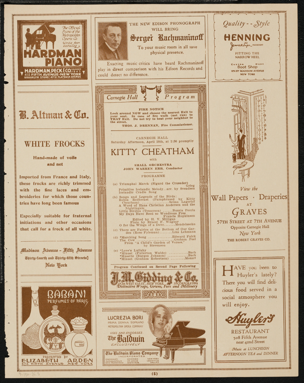 Kitty Cheatham with Small Orchestra, April 18, 1925, program page 5