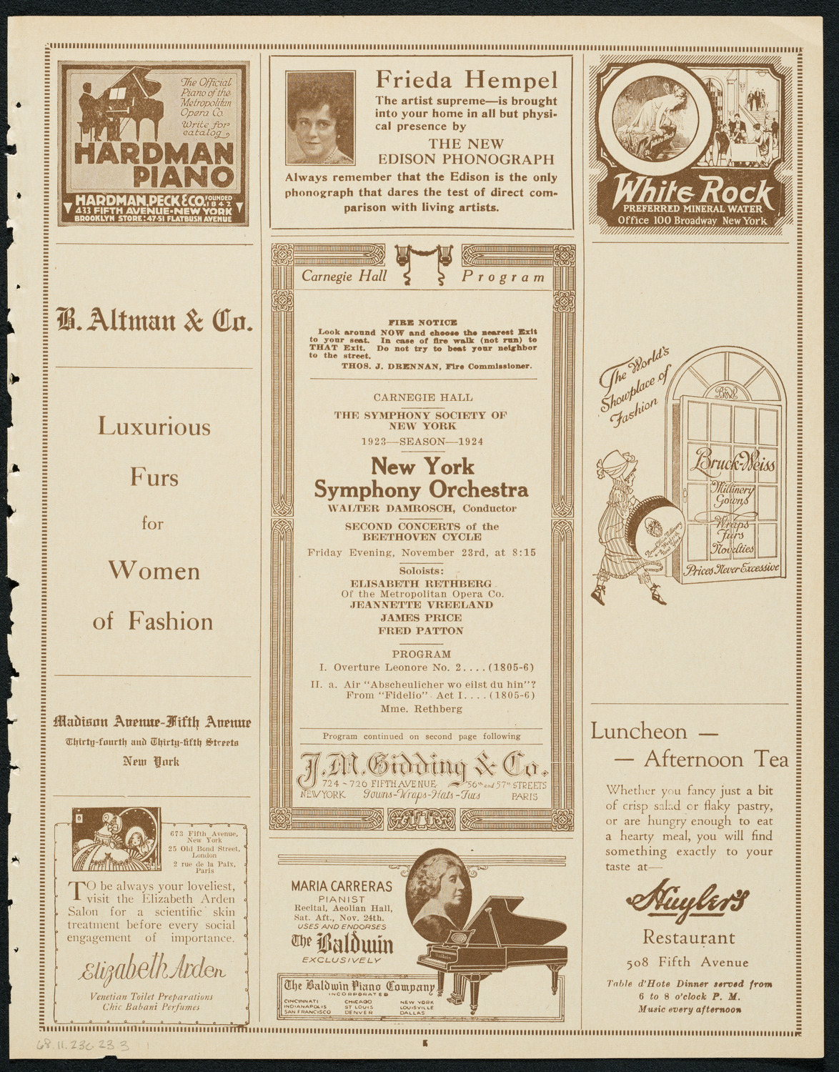New York Symphony Orchestra: Beethoven Cycle, November 23, 1923, program page 5