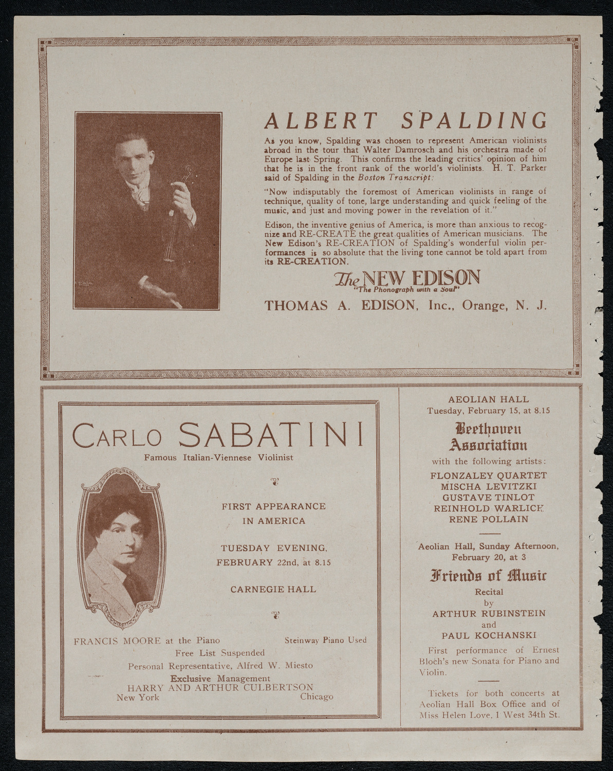 National Symphony Orchestra, February 15, 1921, program page 2