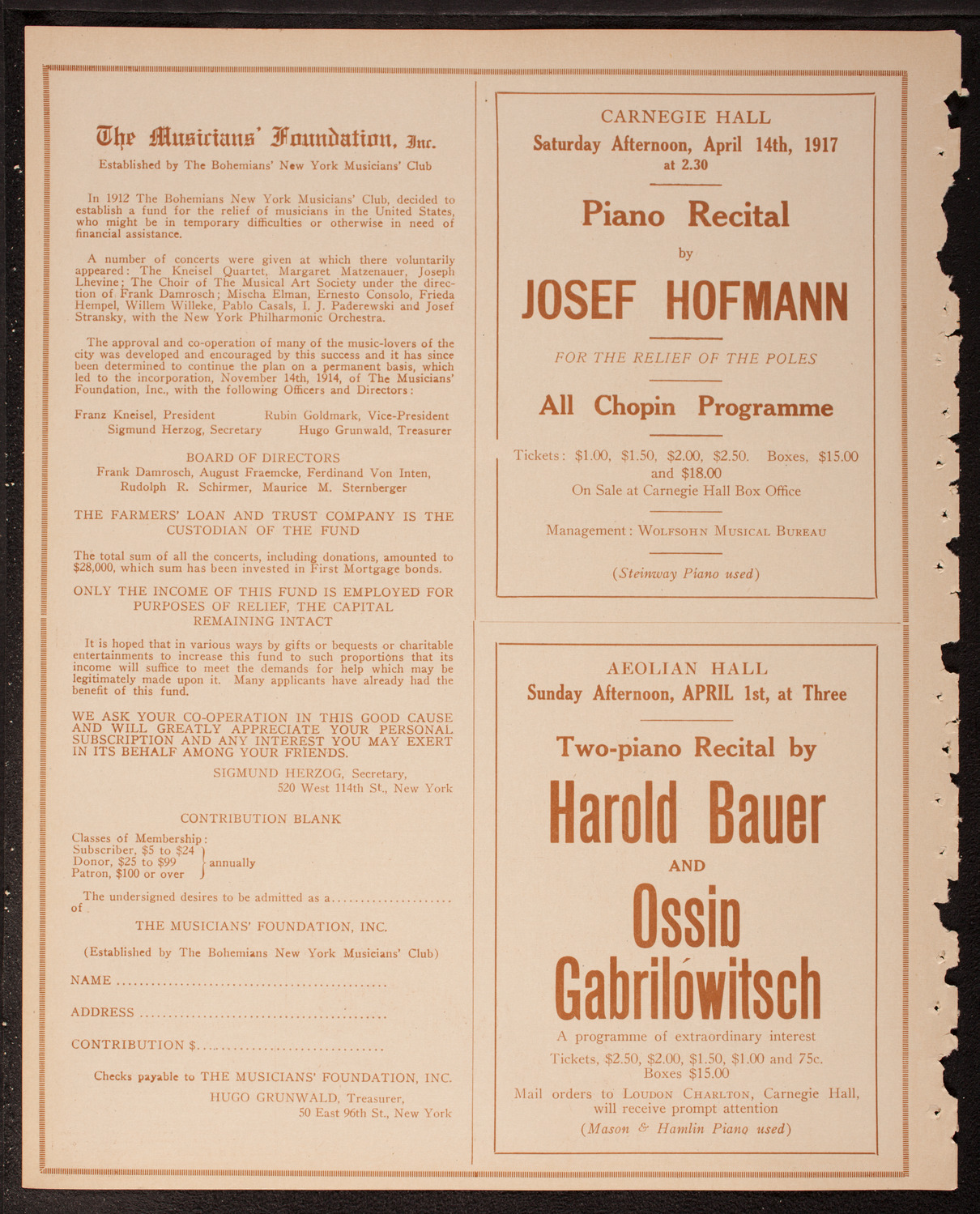 New York Philharmonic, March 25, 1917, program page 10