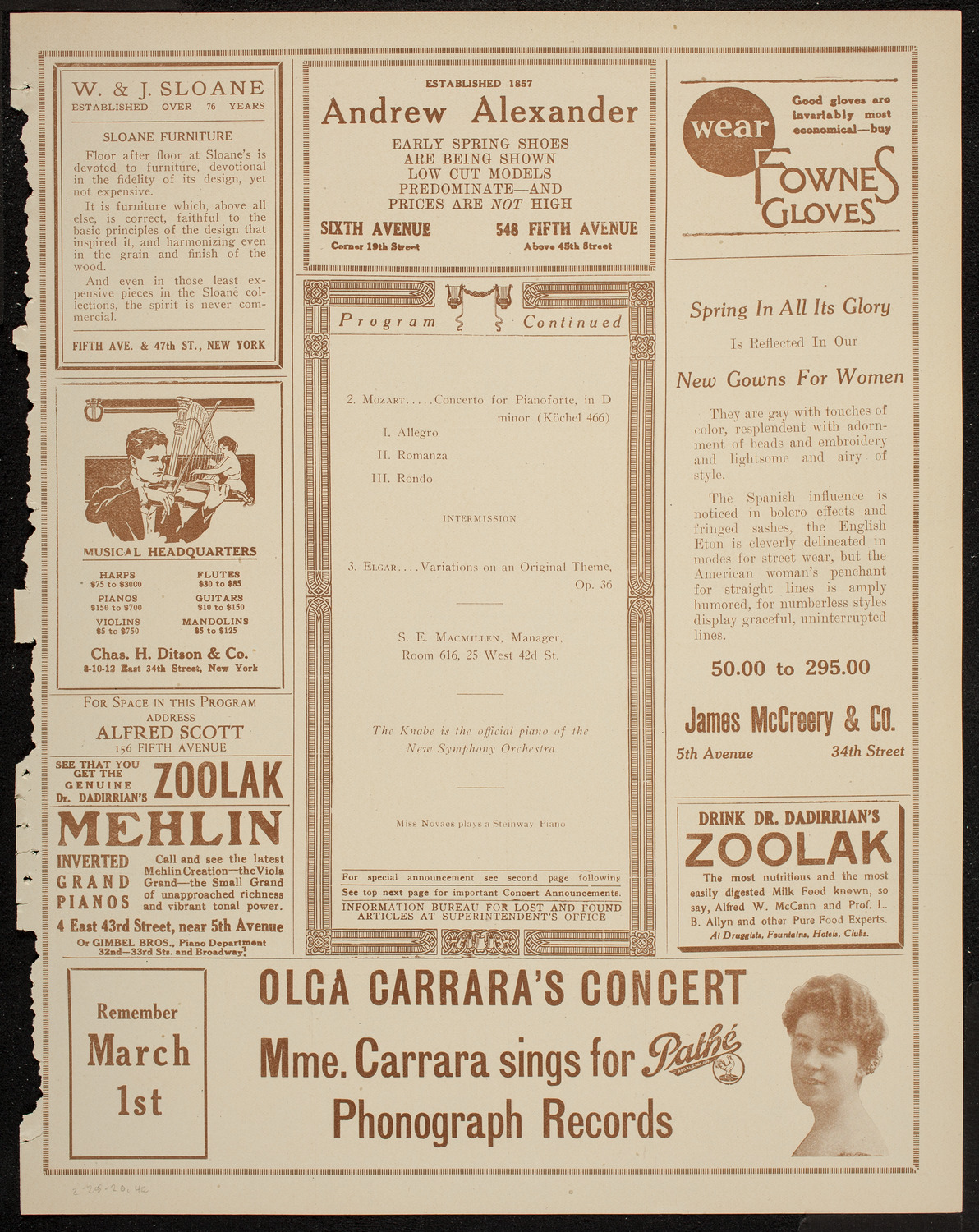 New Symphony Orchestra, February 25, 1920, program page 7