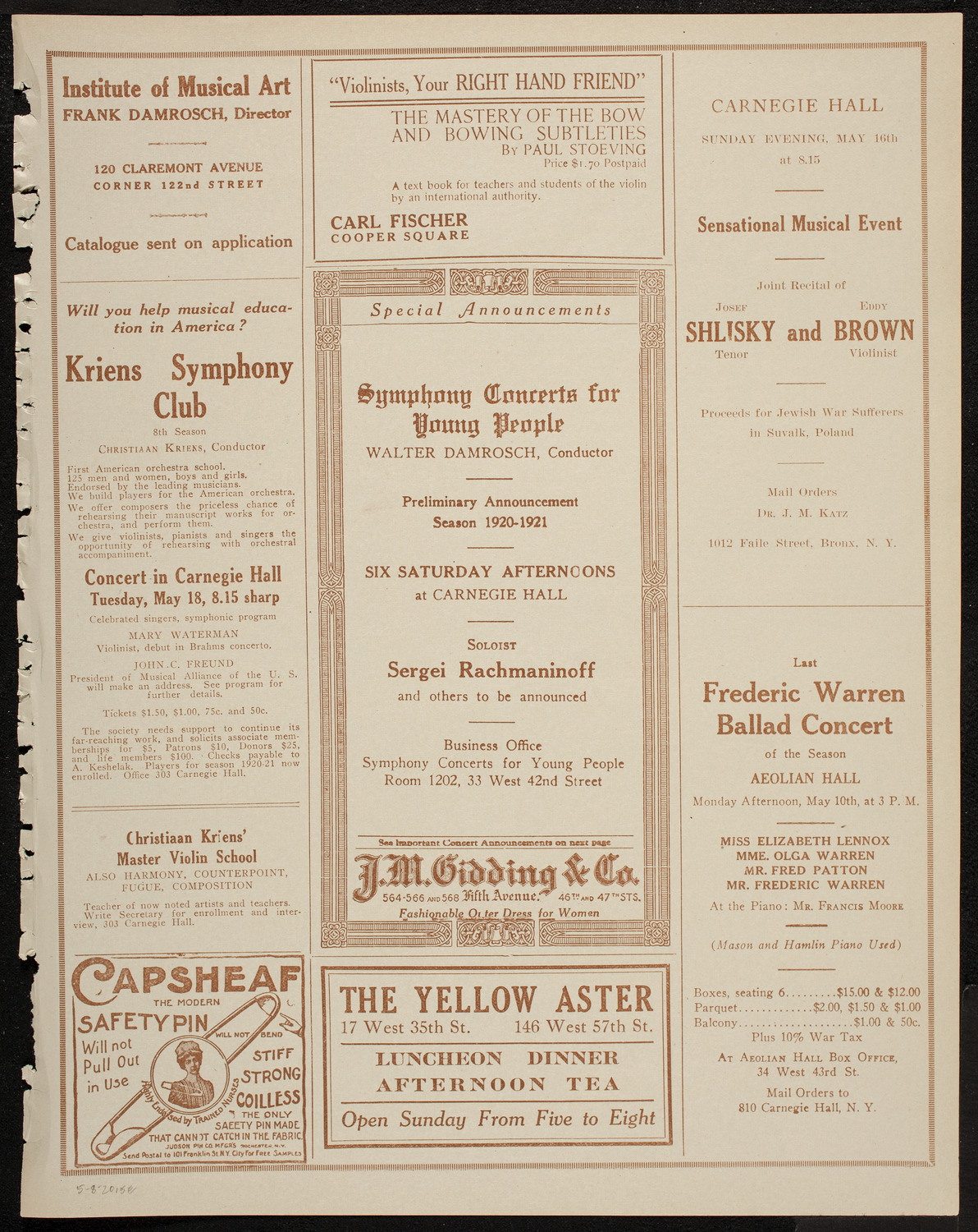 Girls' Club of the Bronx Church House: Pantomime Ballets and Divertissements, May 8, 1920, program page 9