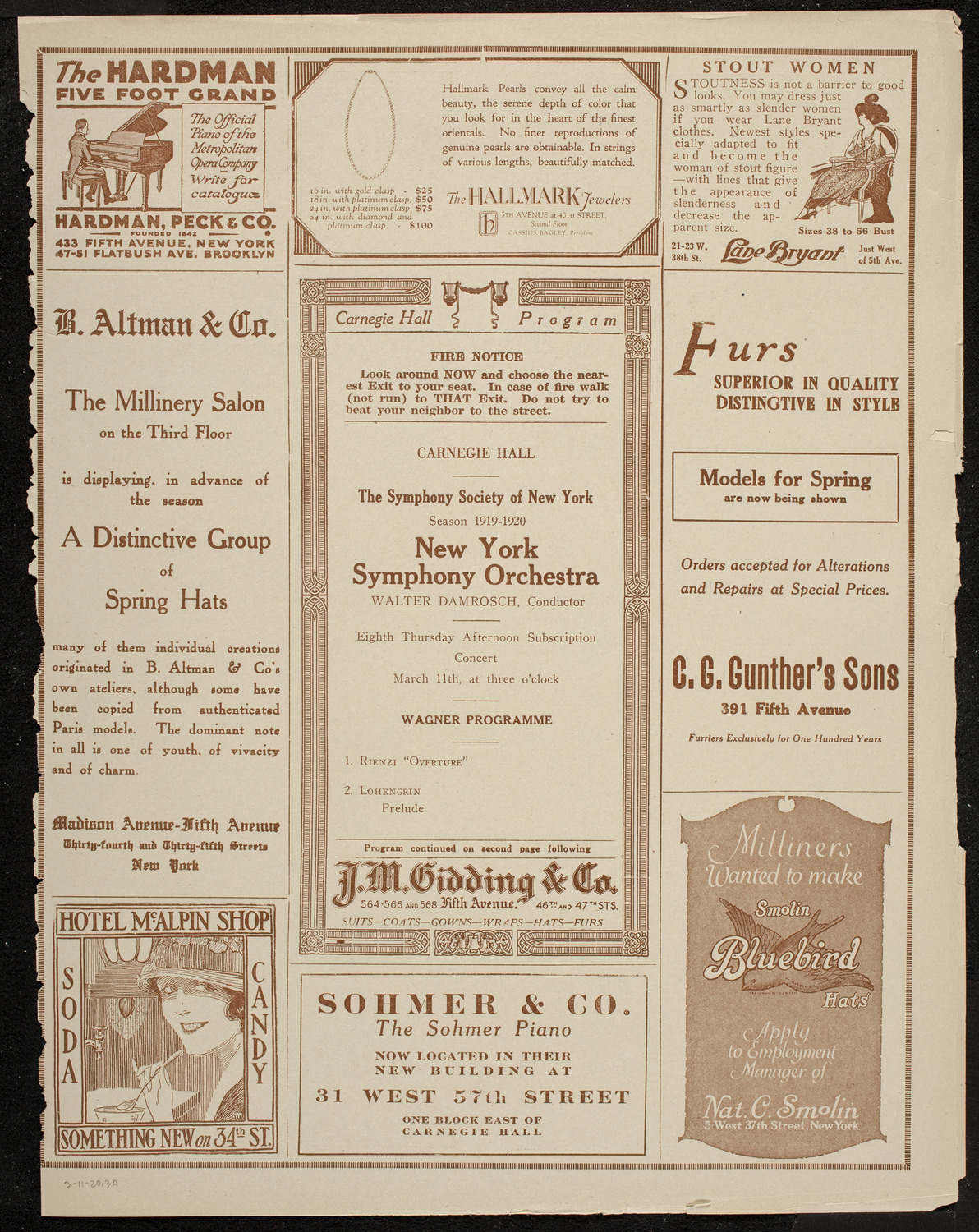 New York Symphony Orchestra, March 11, 1920, program page 5