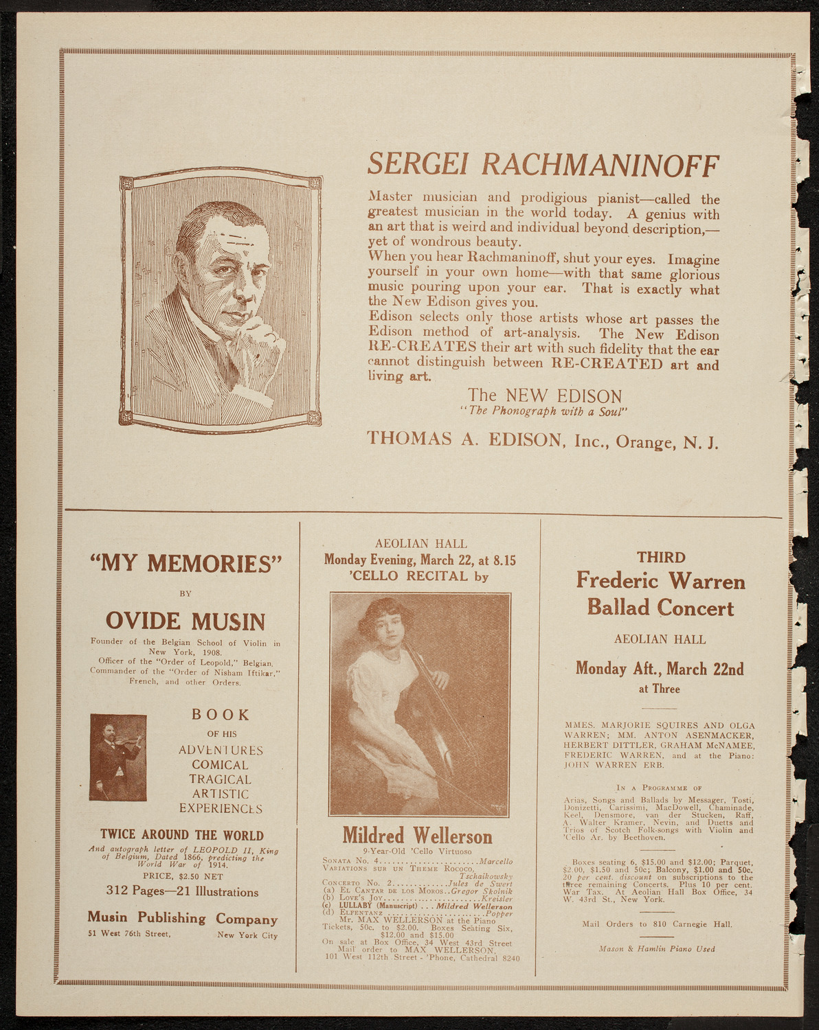 New York Philharmonic, March 14, 1920, program page 2