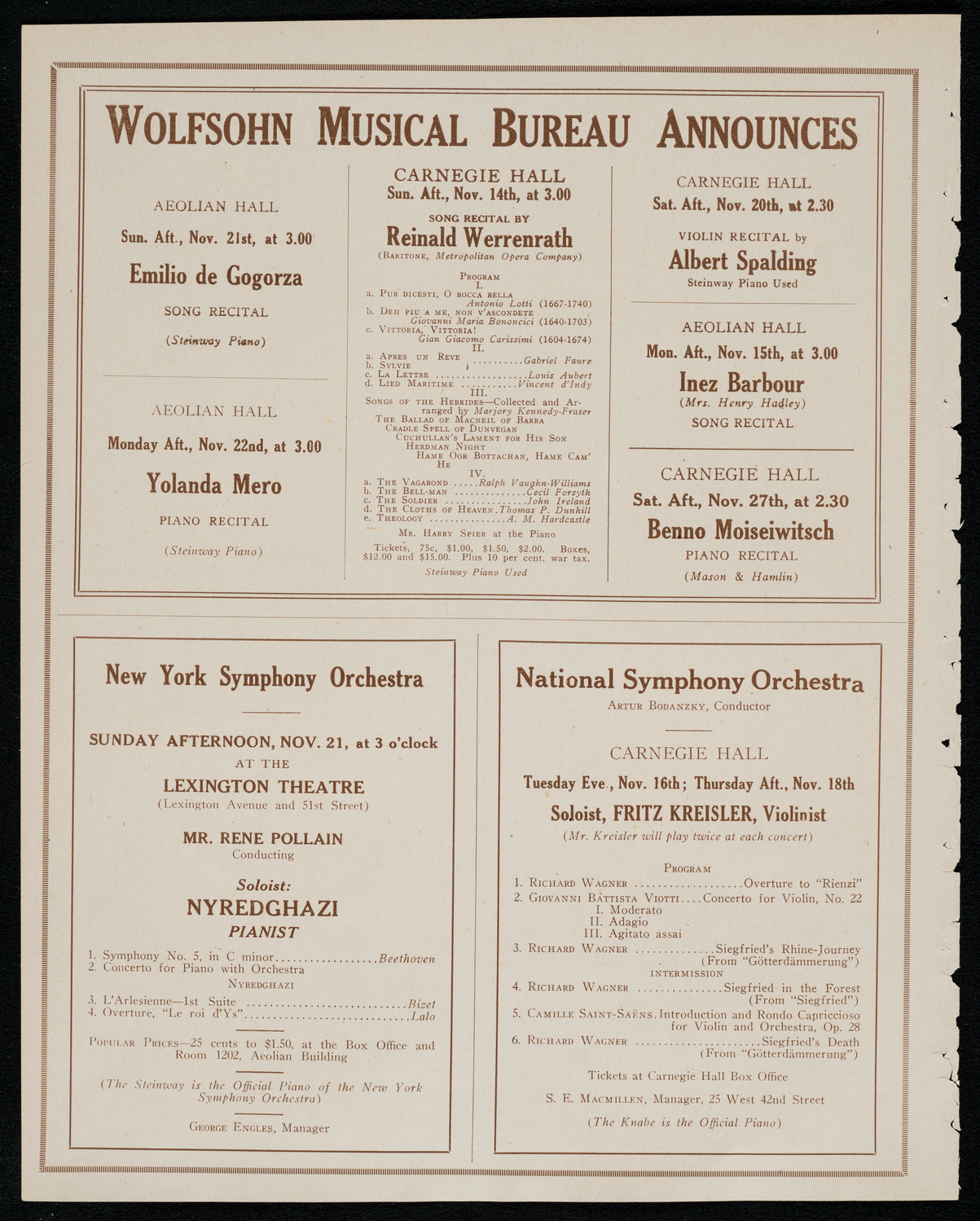 New York Symphony Orchestra, November 11, 1920, program page 8