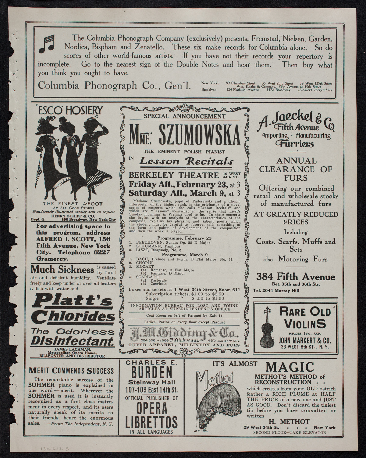 Karl Jörn, Tenor, February 13, 1912, program page 9