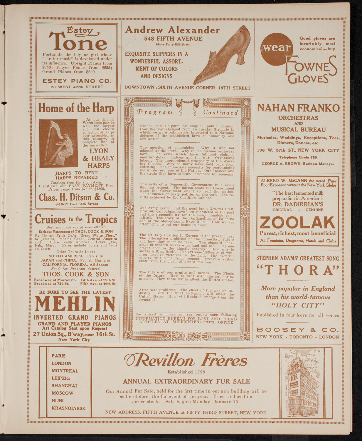 Lecture by Ellis Ashmead-Bartlett, January 7, 1916, program page 7