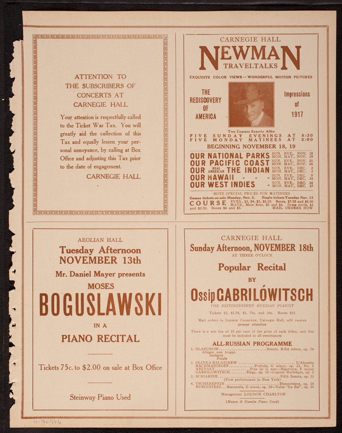 New York Symphony Orchestra, November 10, 1917, program page 11